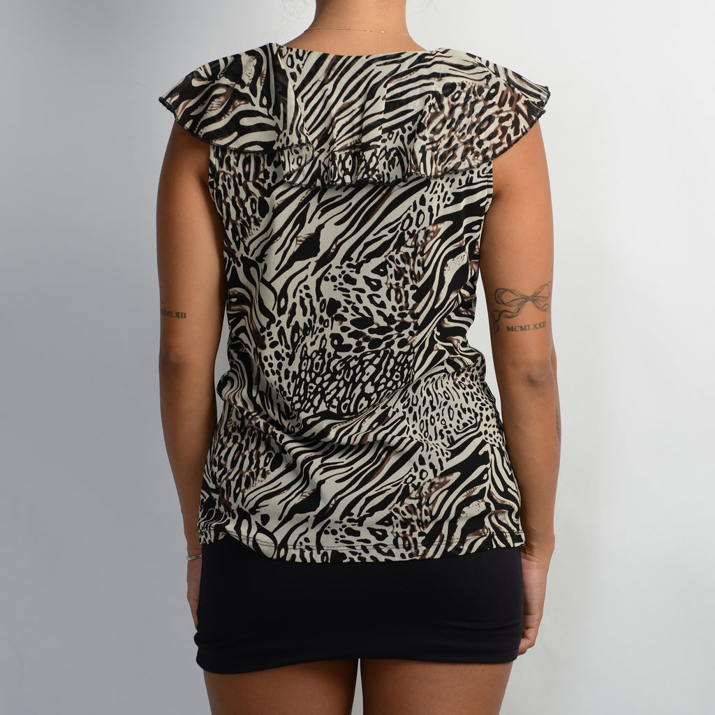 ANIMAL PRINT MESH TOP