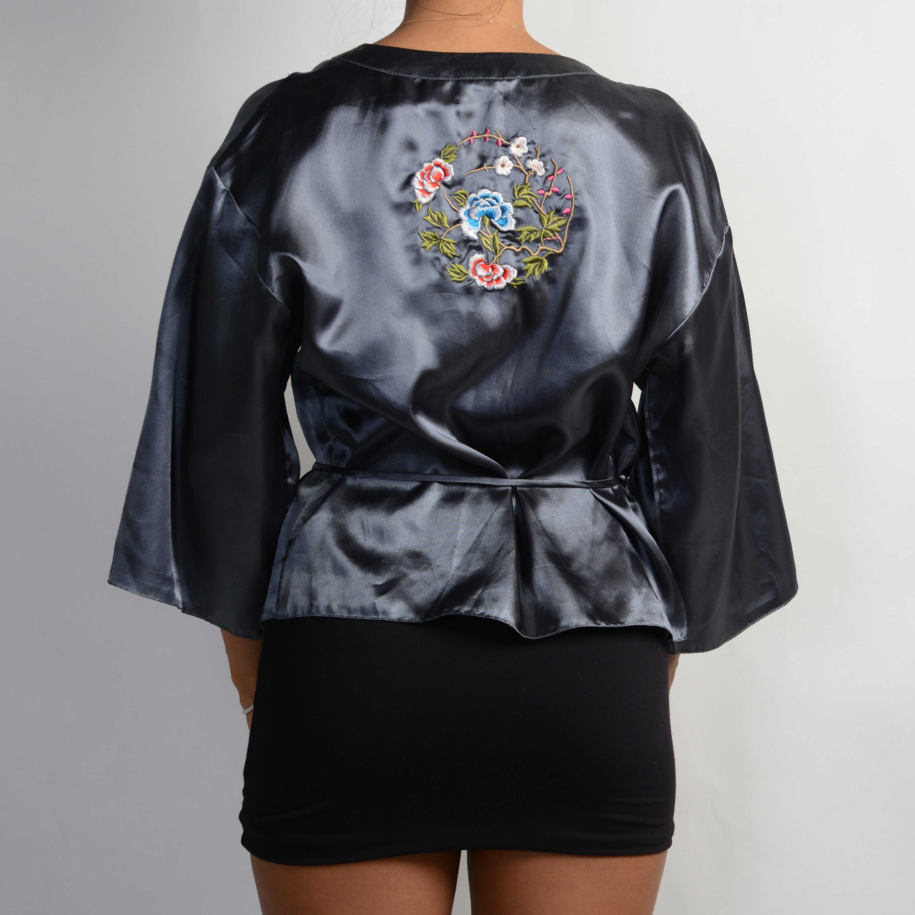 TEAL SATIN KIMONO TOP