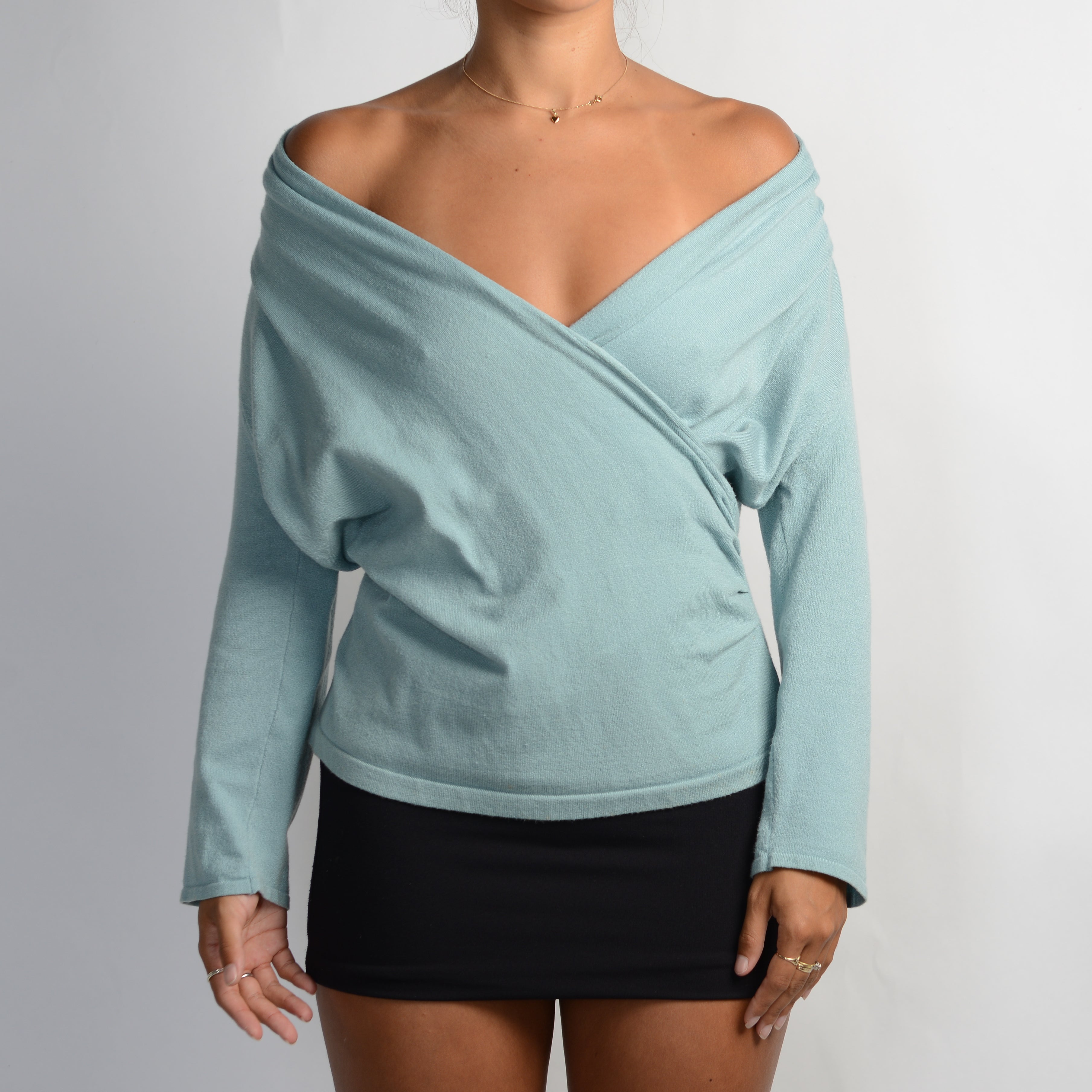 KNIT FAUX WRAP TOP