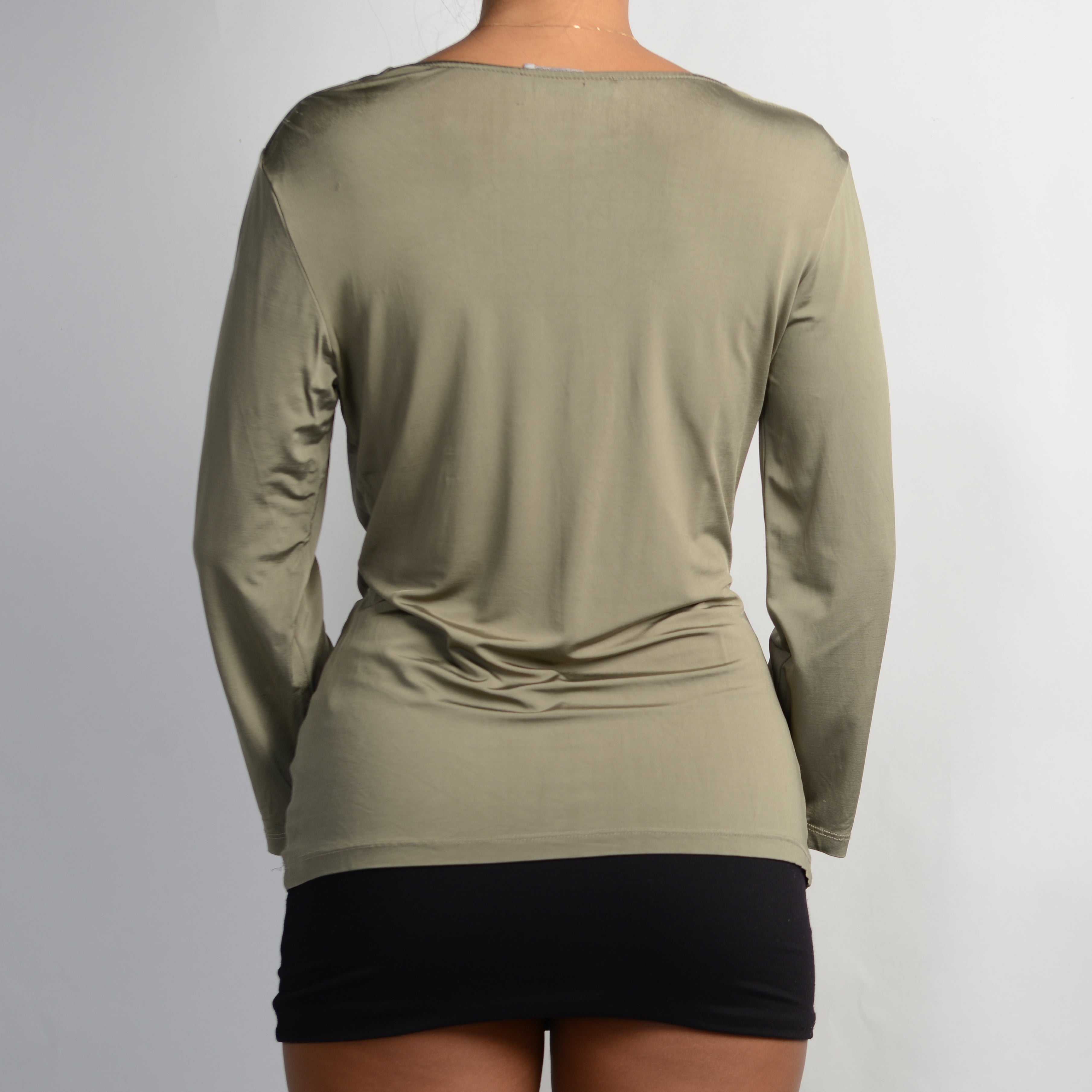 KHAKI COWL NECK TOP