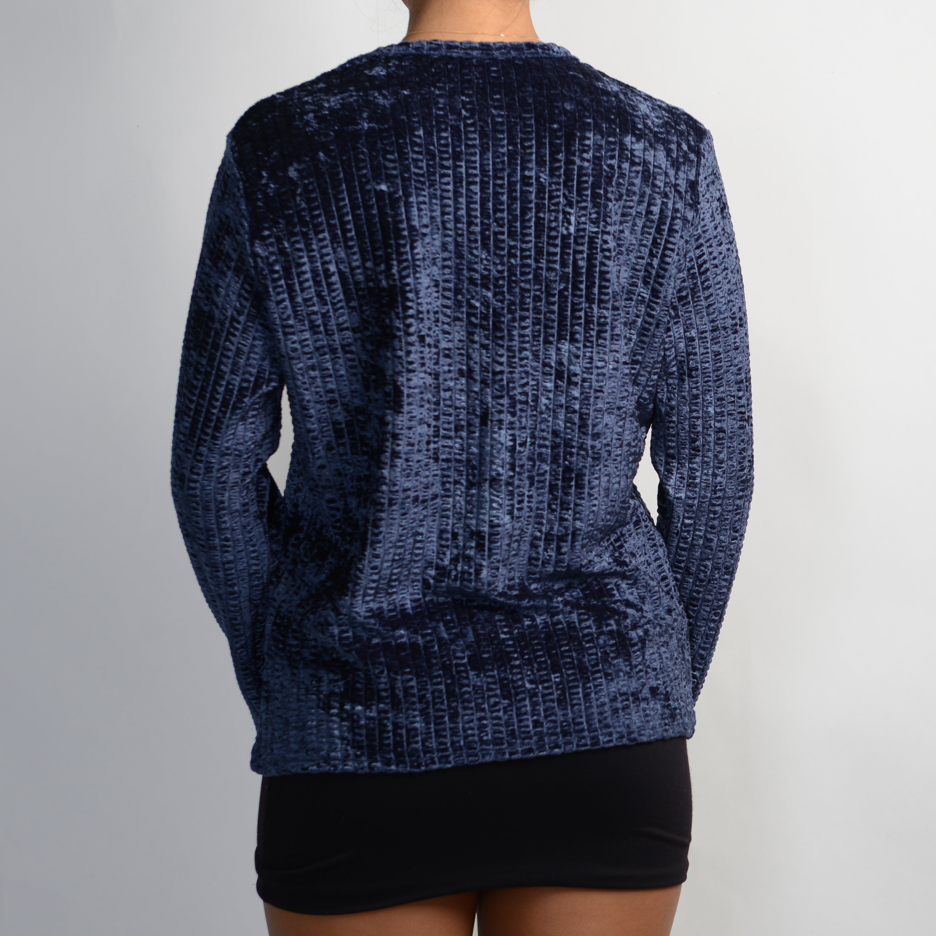 NAVY CHENILLE TOP