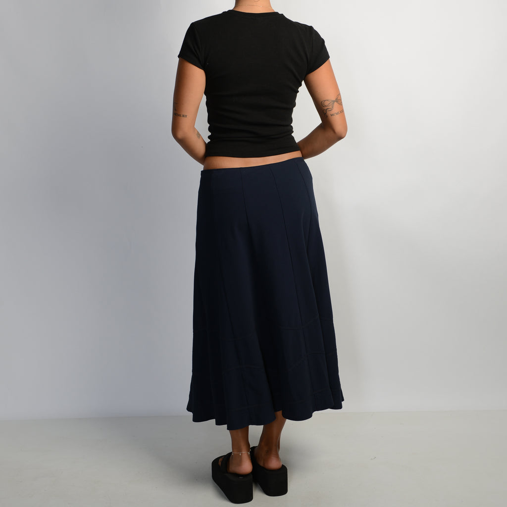 NAVY LONGLINE SKIRT