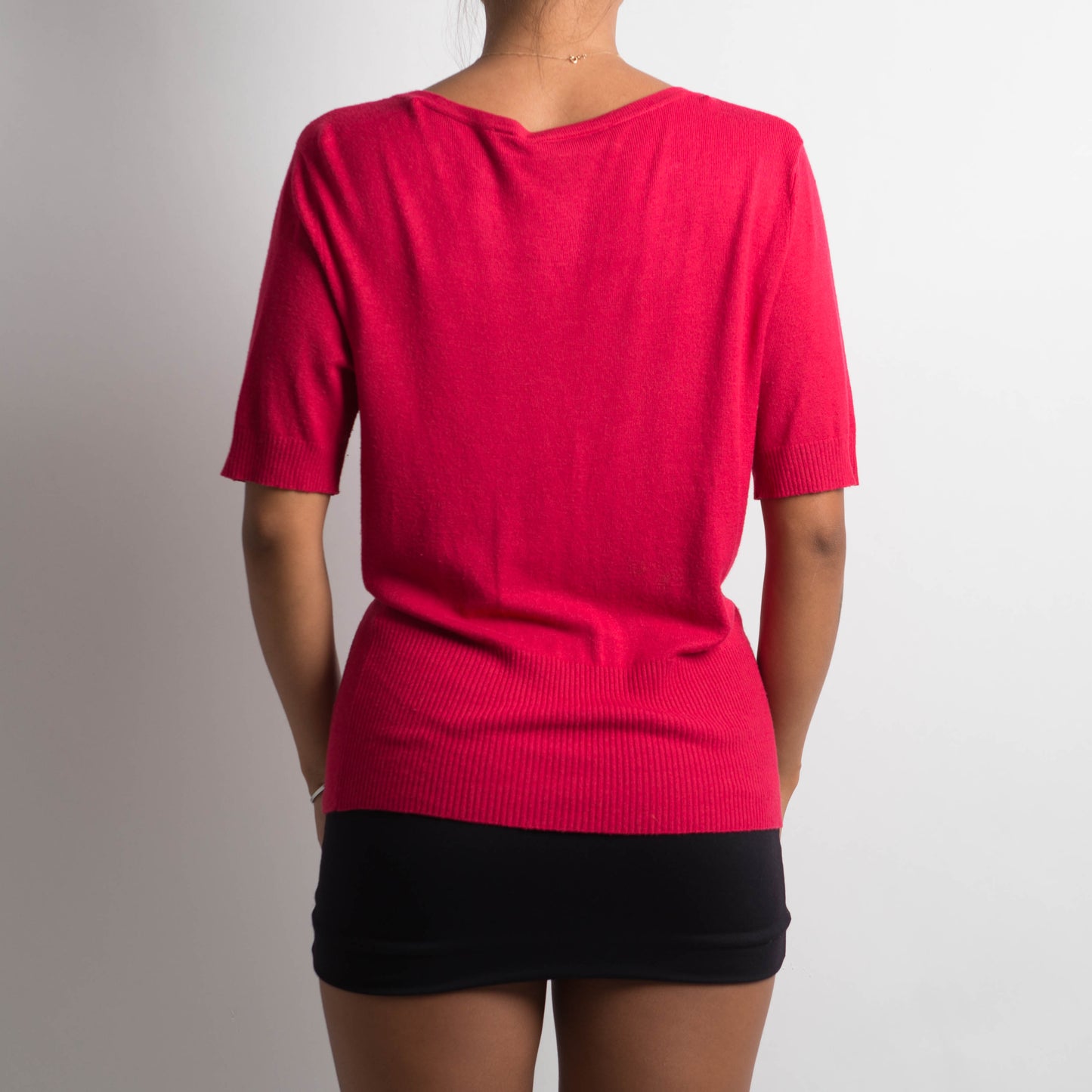 RASPBERRY SHORT SLEEVE CARDIGAN