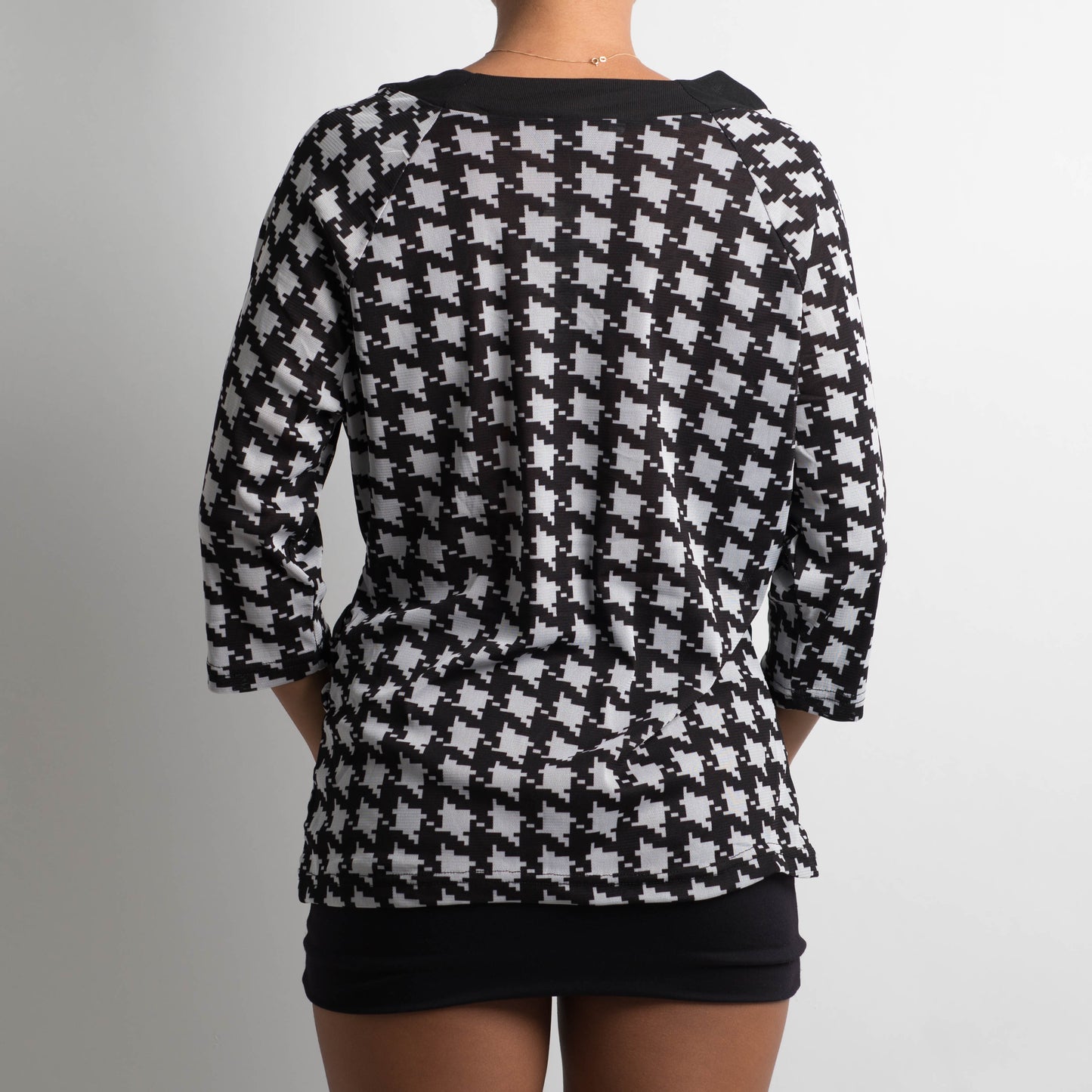 MESH HOUNDSTOOTH LONG SLEEVE