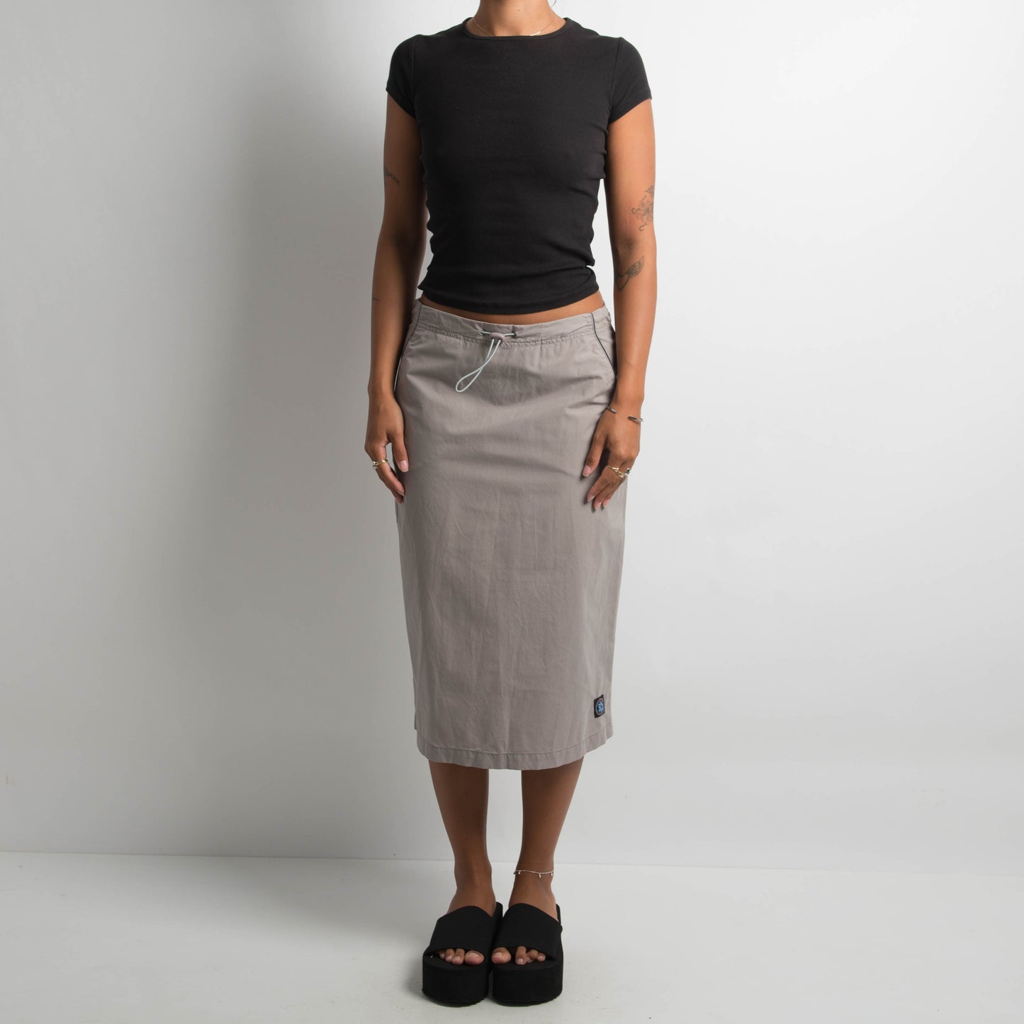 GREY PARACHUTE MIDI SKIRT