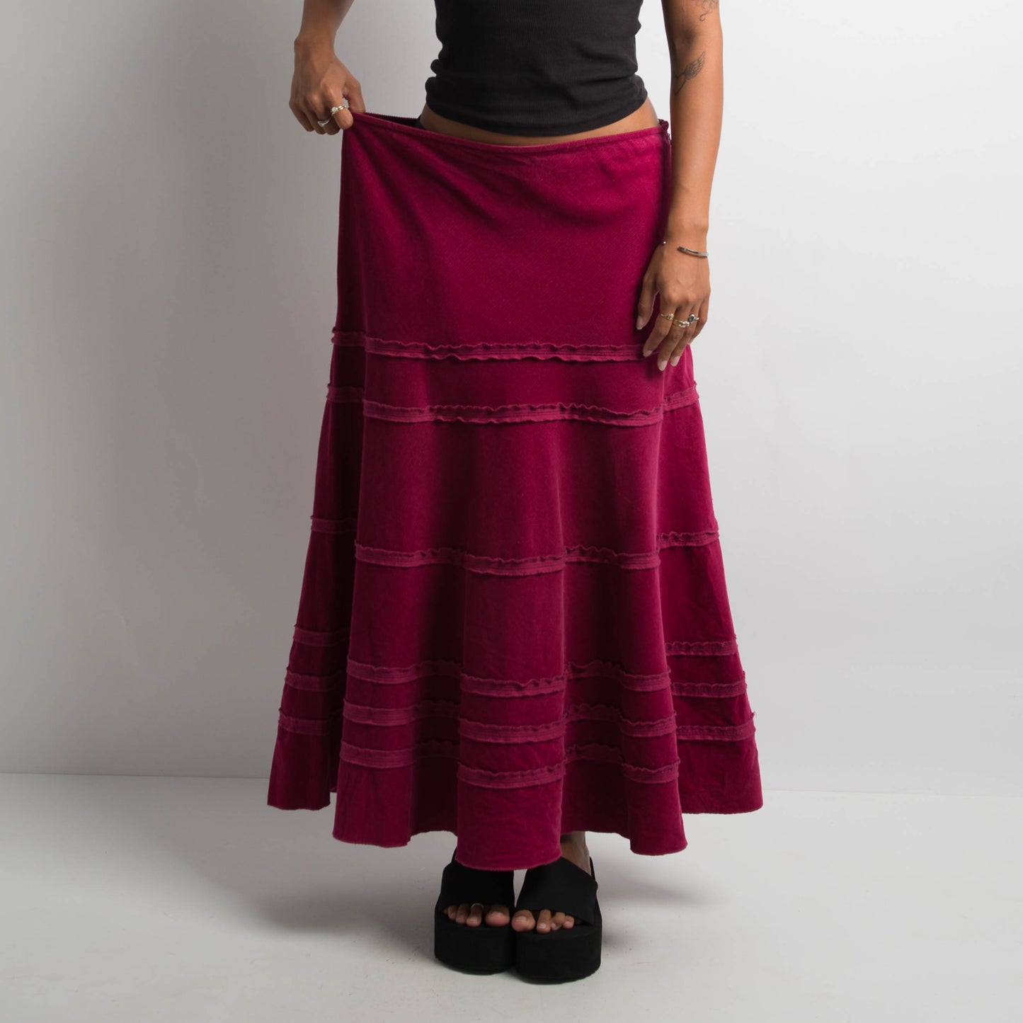 PINK CORDUROY LONGLINE SKIRT