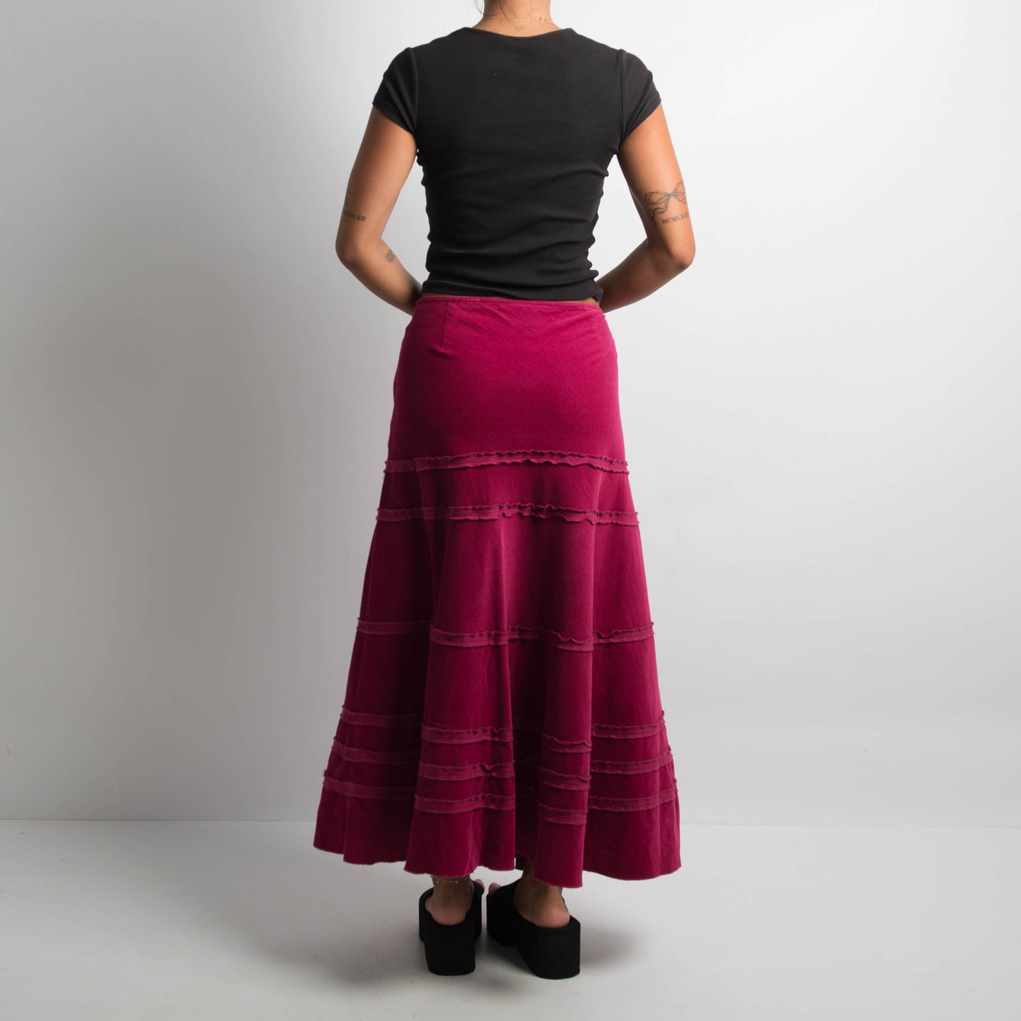 PINK CORDUROY LONGLINE SKIRT