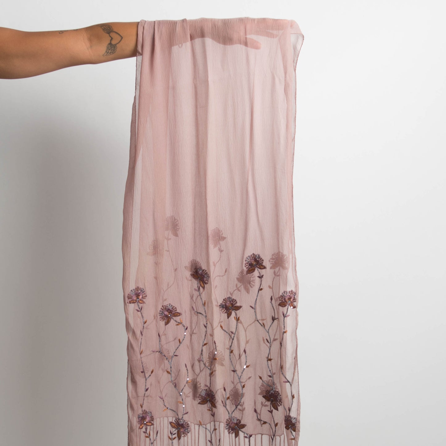 SHEER PINK TASSEL SCARF