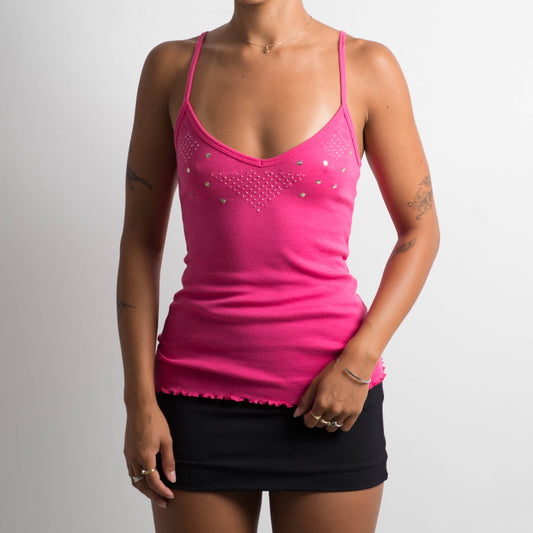 HOT PINK BEADED CAMISOLE