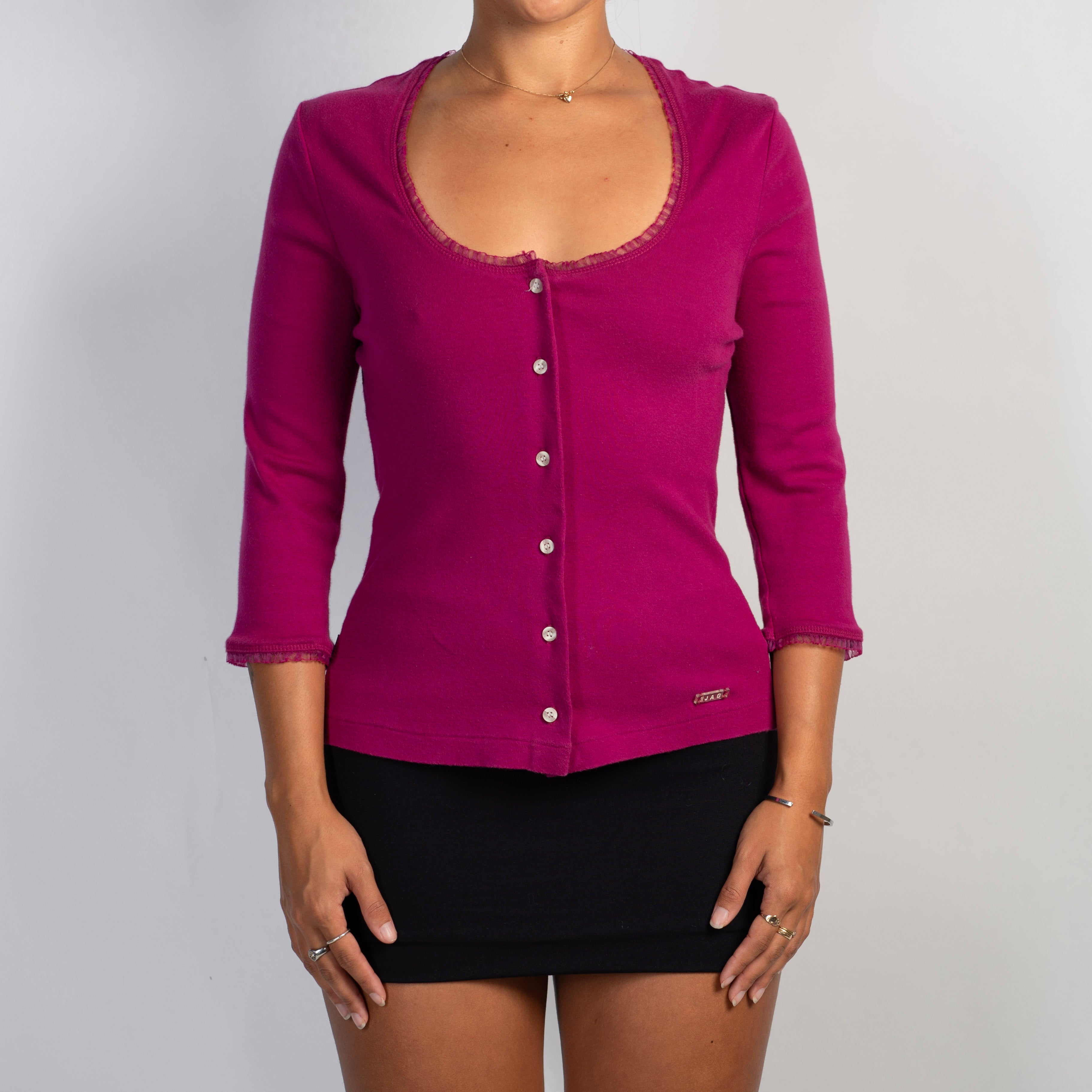 FUCHSIA 3/4 SLEEVE CARDIGAN