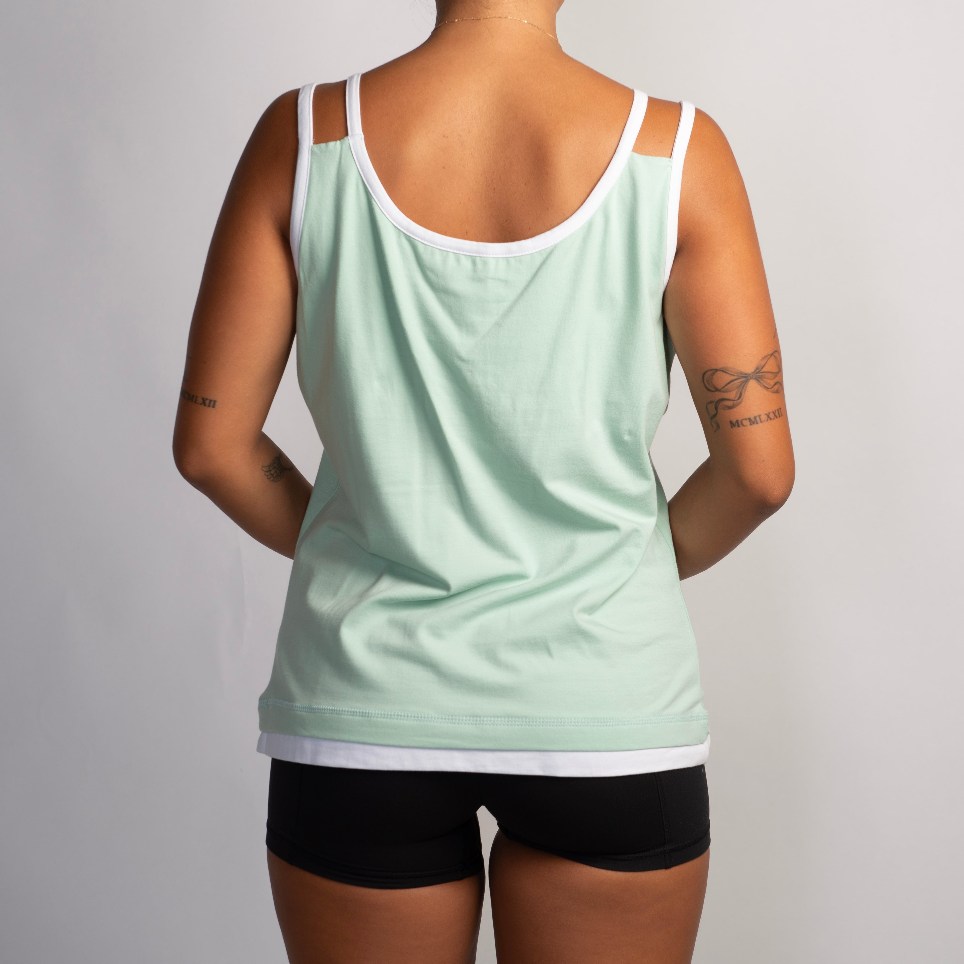 PALE GREEN LAYERED TANK TOP