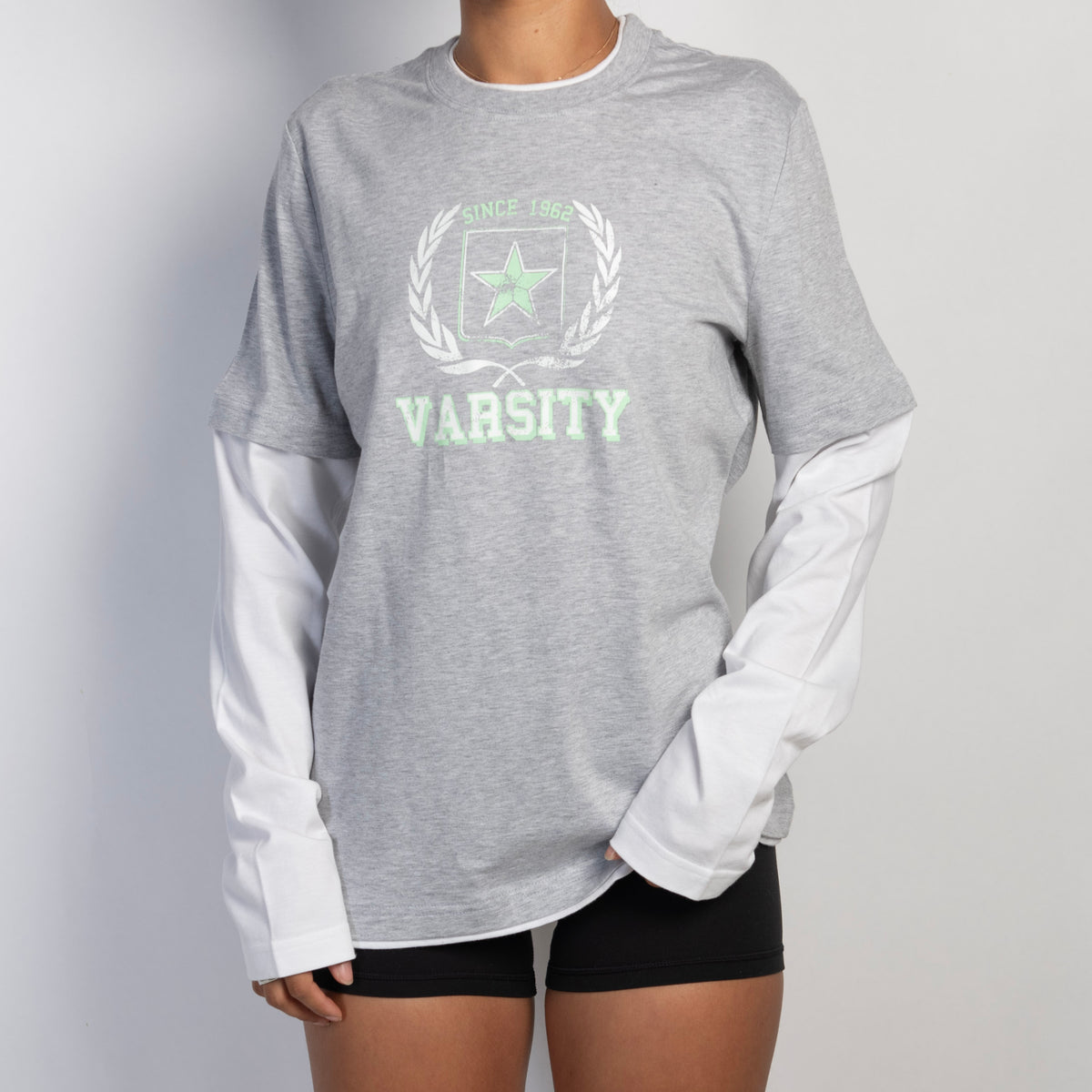 GREY LAYERED COTTON TOP