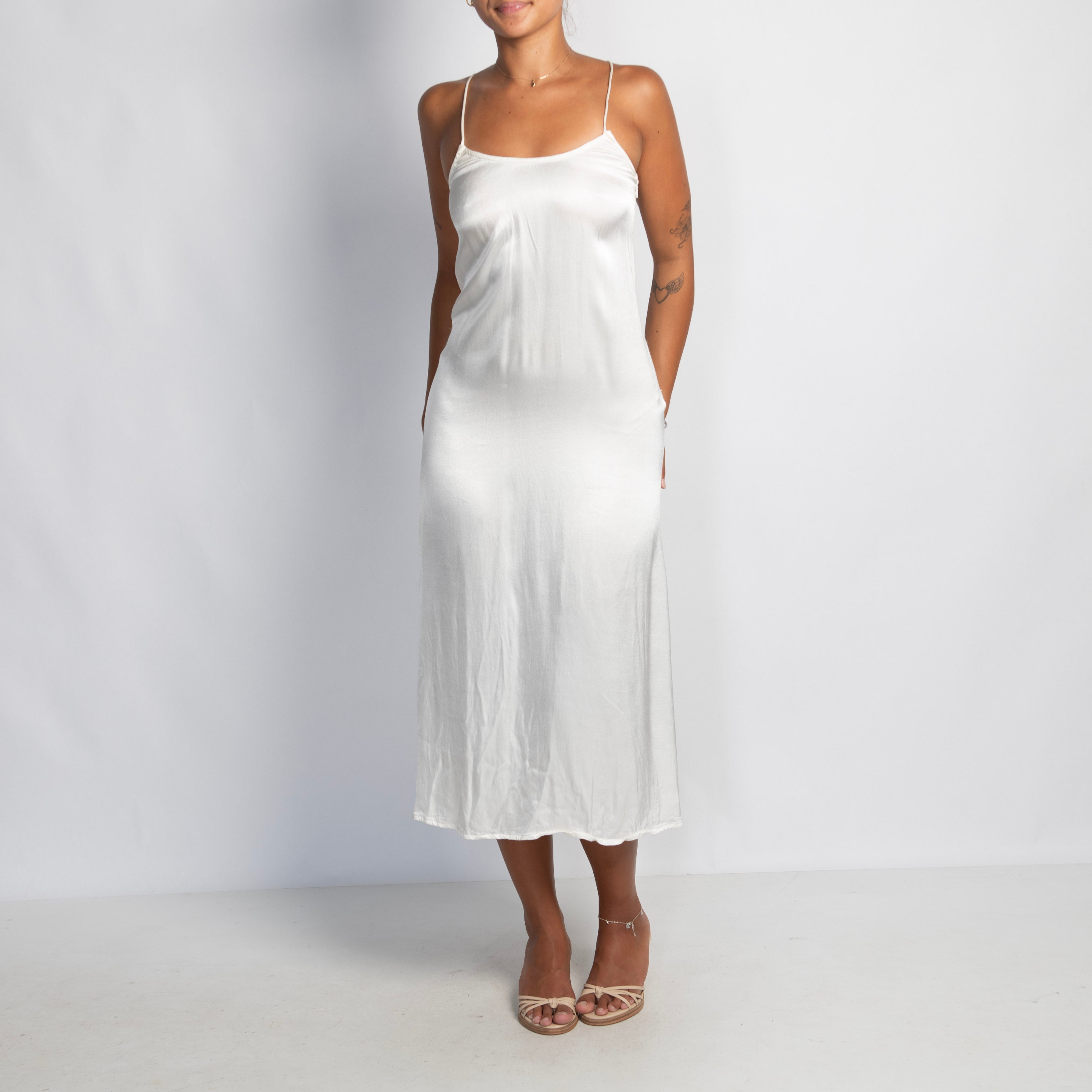 PEARL SATIN MIDI DRESS