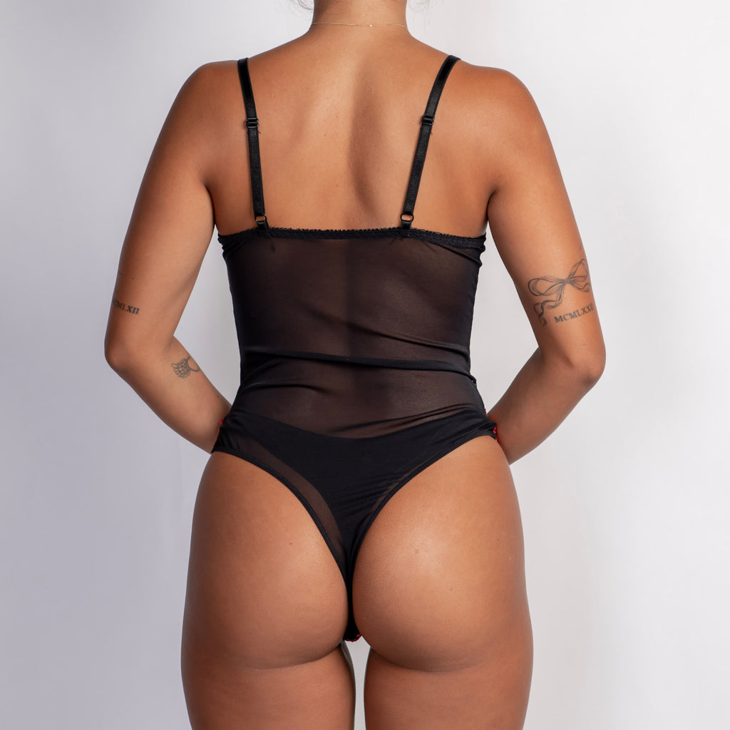 BLACK MESH BODYSUIT