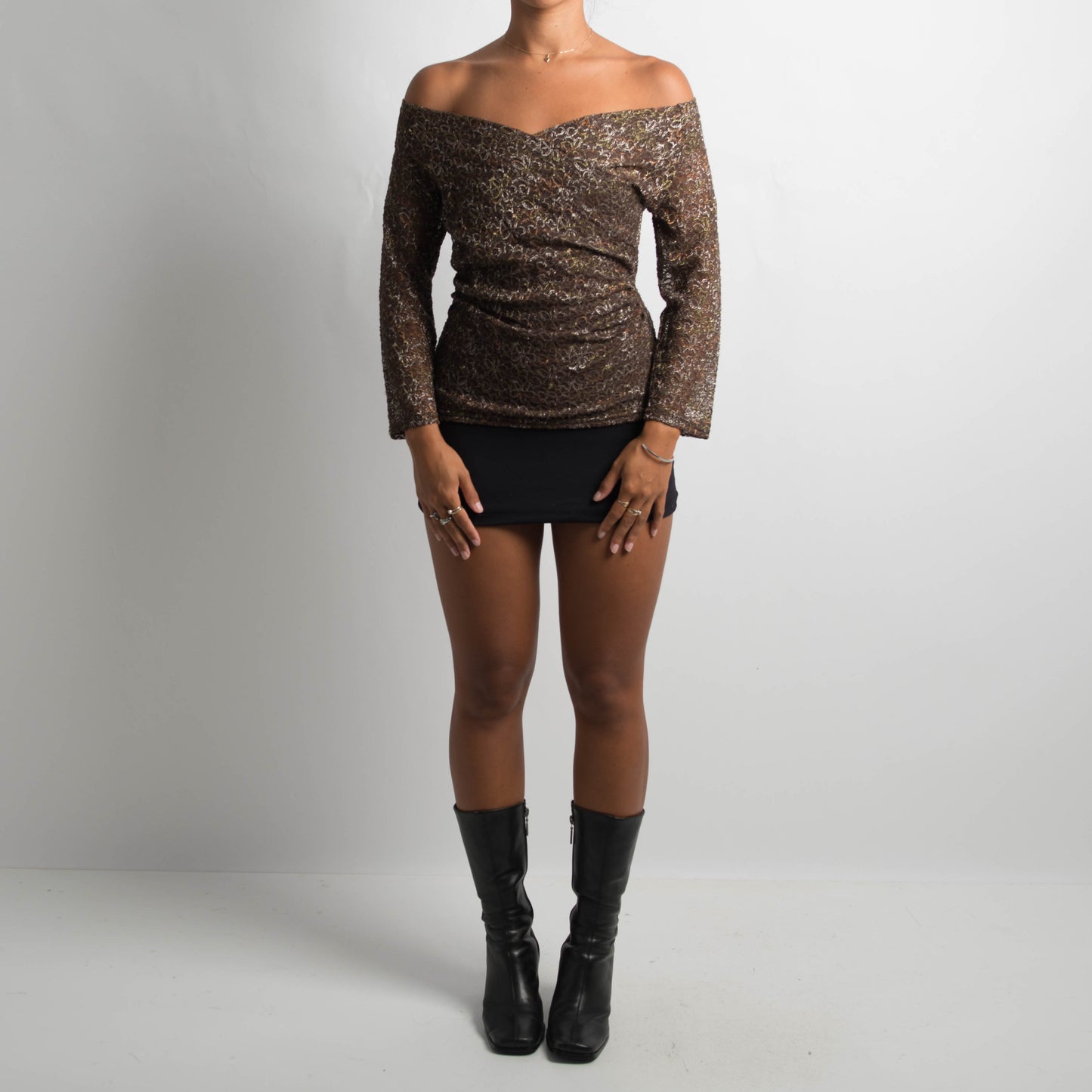 BROWN LACE LONG SLEEVE