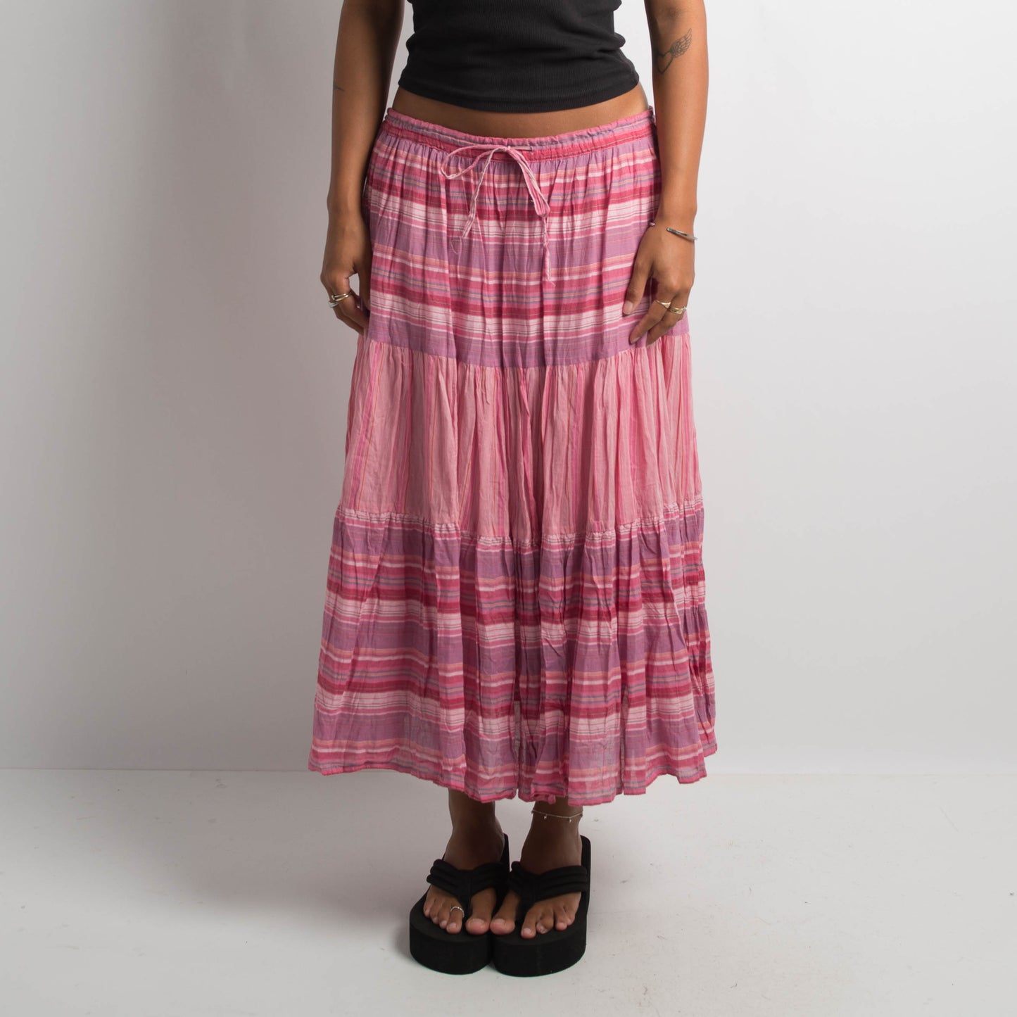 PINK STRIPED COTTON SKIRT