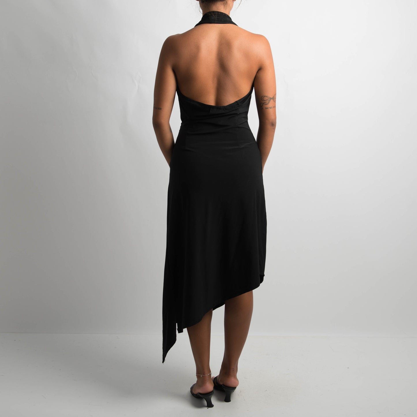 BLACK ASYMMETRIC EVENING DRESS