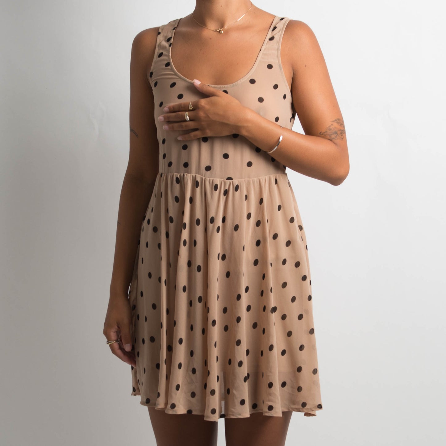 TAN POLKA DOT DRESS