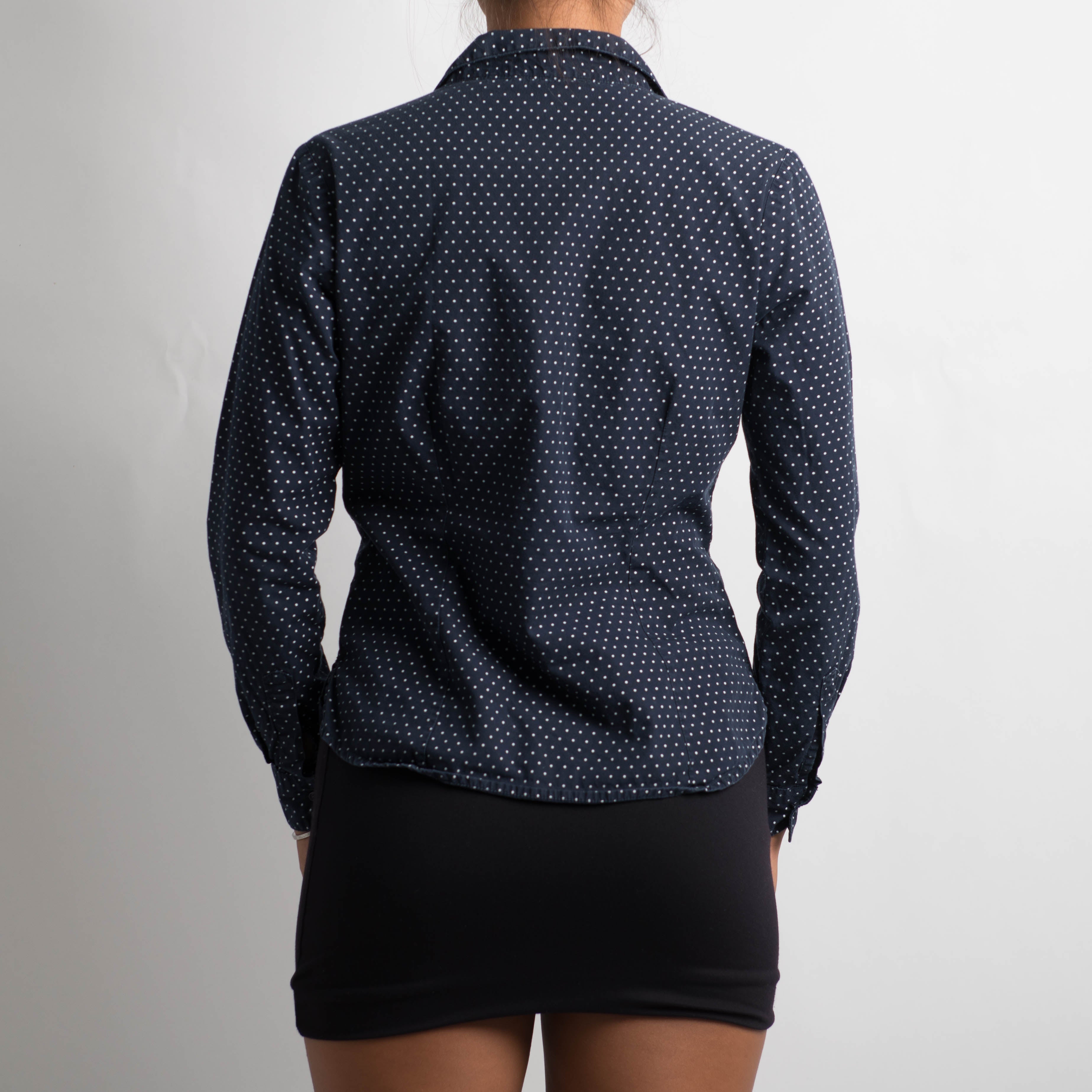 NAVY POLKA DOT BLOUSE