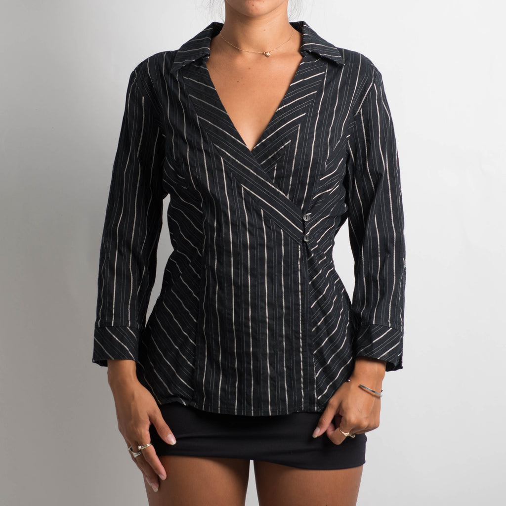 BLACK PINSTRIPE BLOUSE