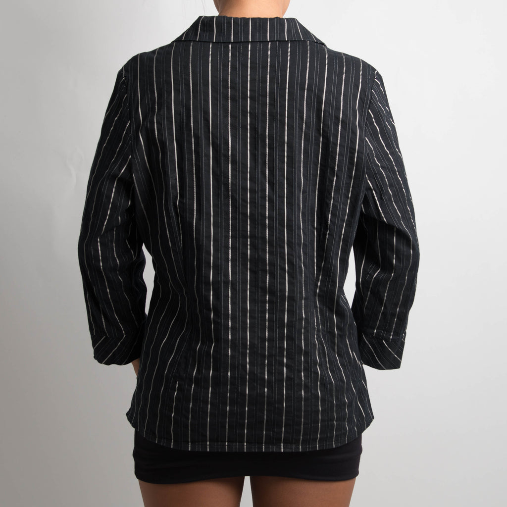 BLACK PINSTRIPE BLOUSE