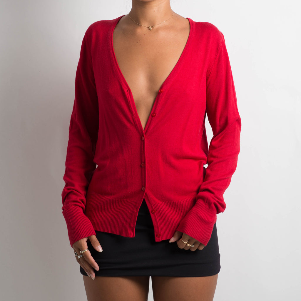 THIN RED KNIT CARDIGAN