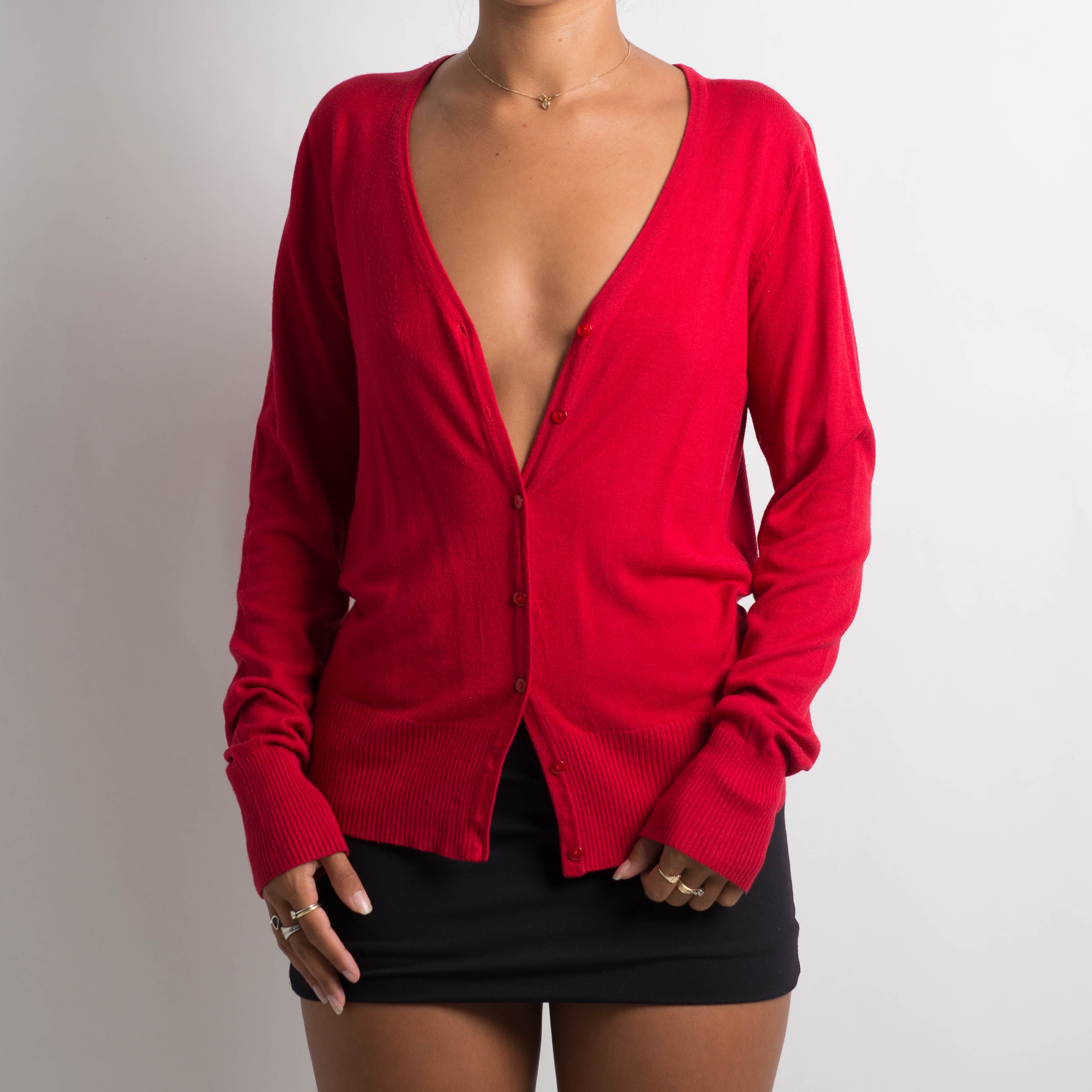 THIN RED KNIT CARDIGAN