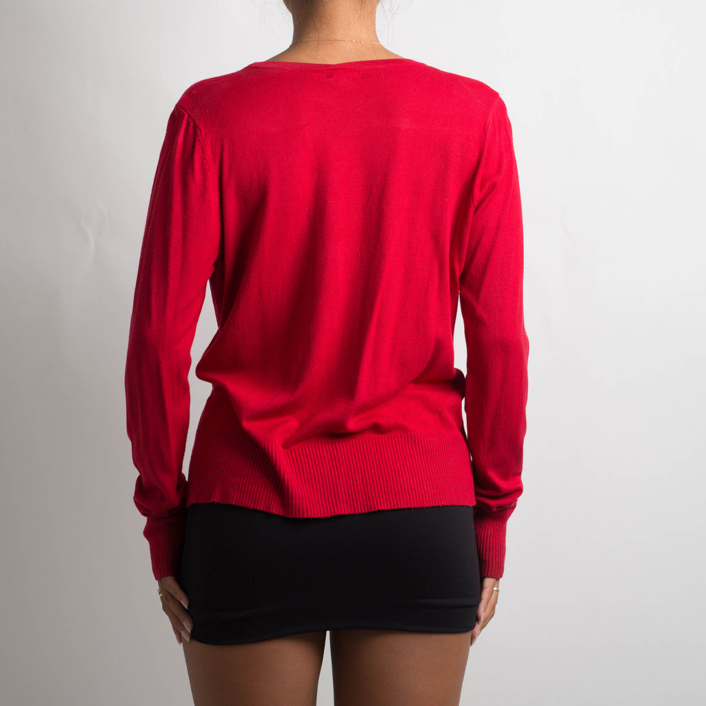 THIN RED KNIT CARDIGAN