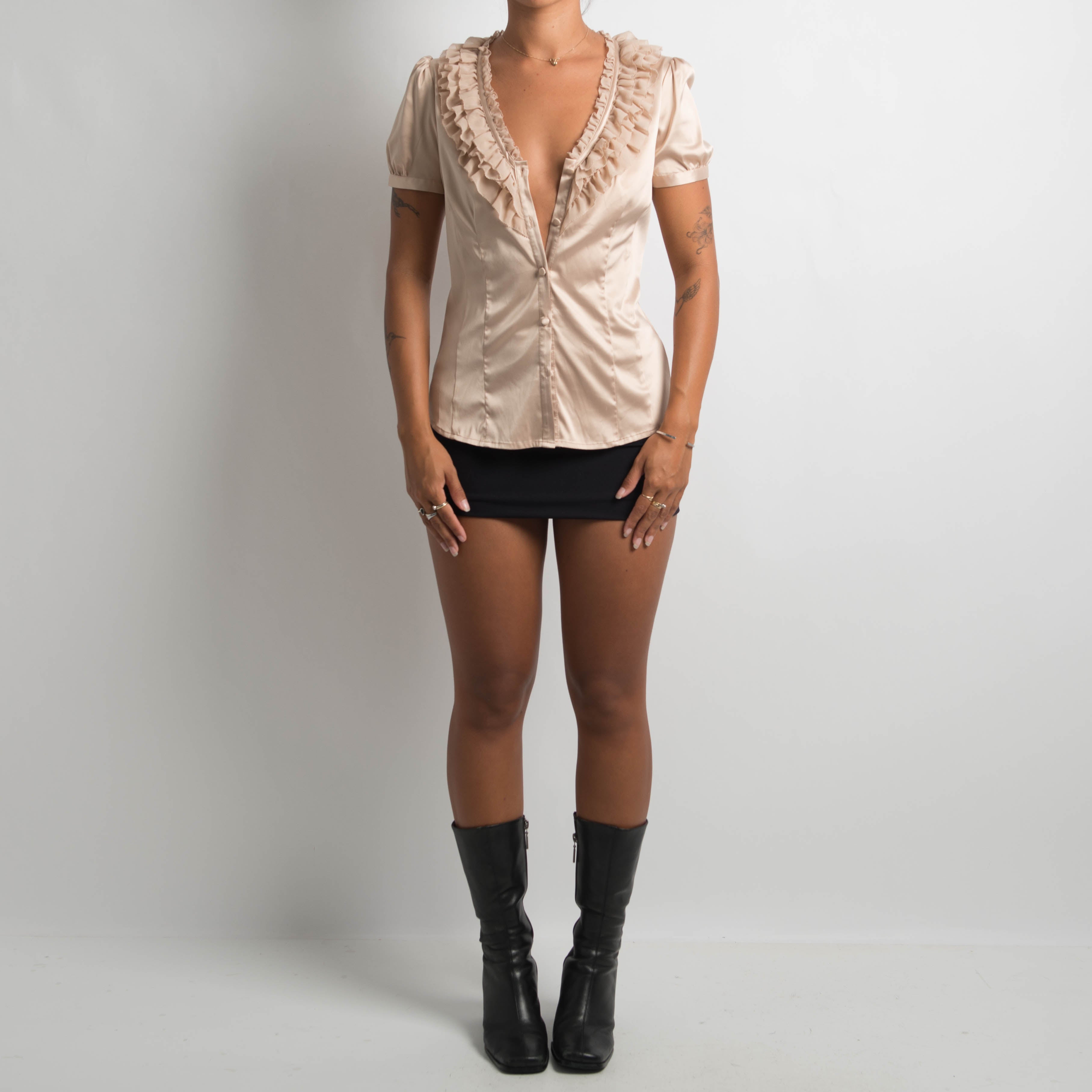 CHAMPAGNE SATIN BLOUSE