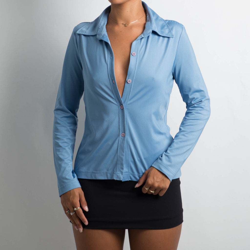 BLUE STRETCH BLOUSE