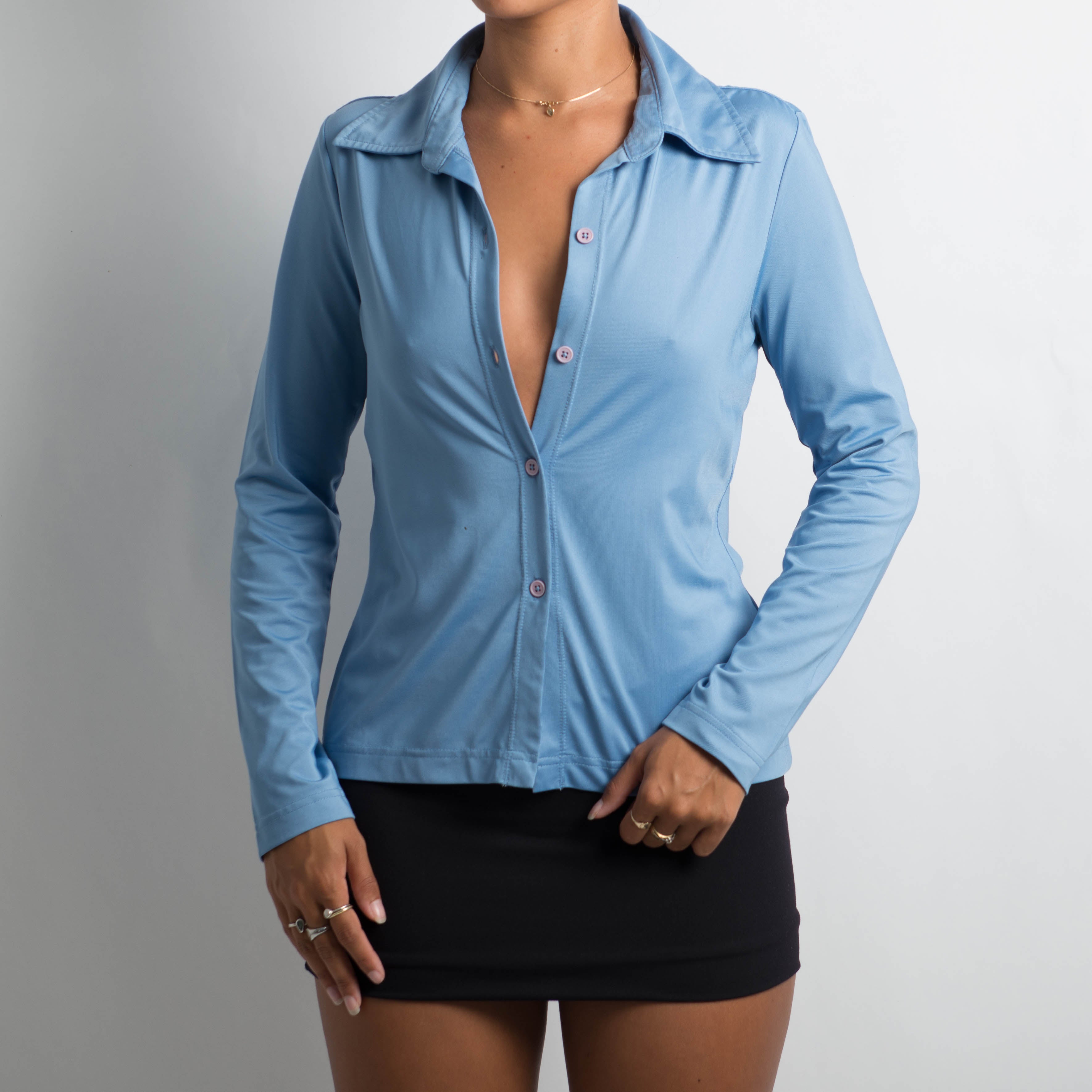 BLUE STRETCH BLOUSE
