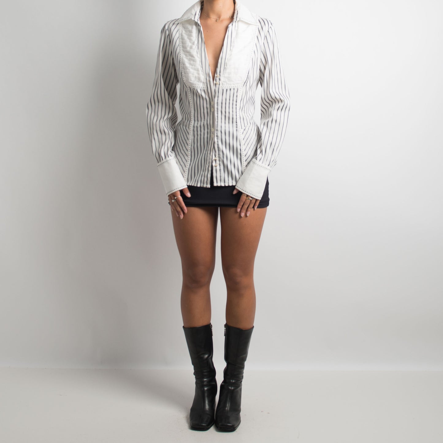 PINSTRIPE BUTTON UP BLOUSE