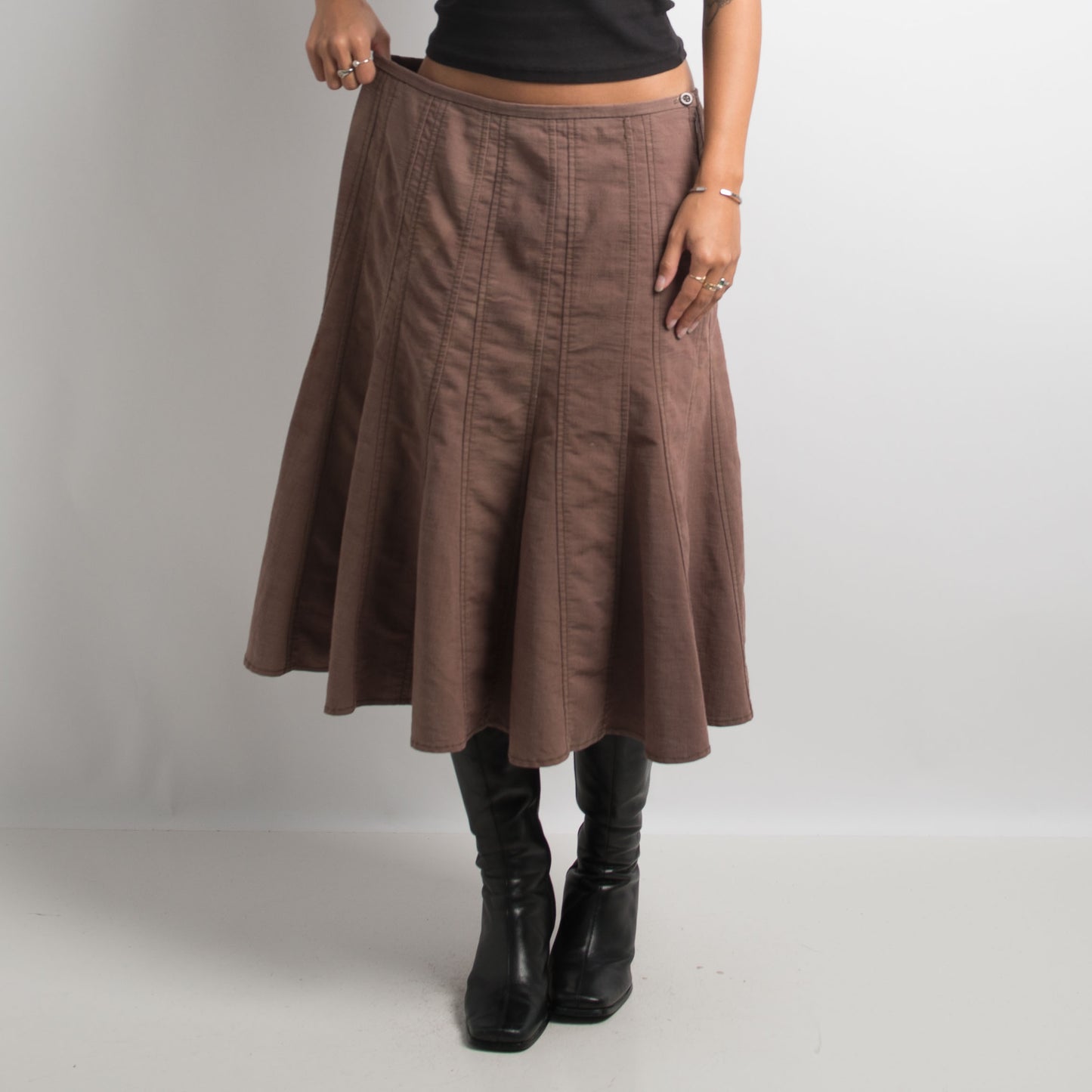 BROWN MIDI SKIRT