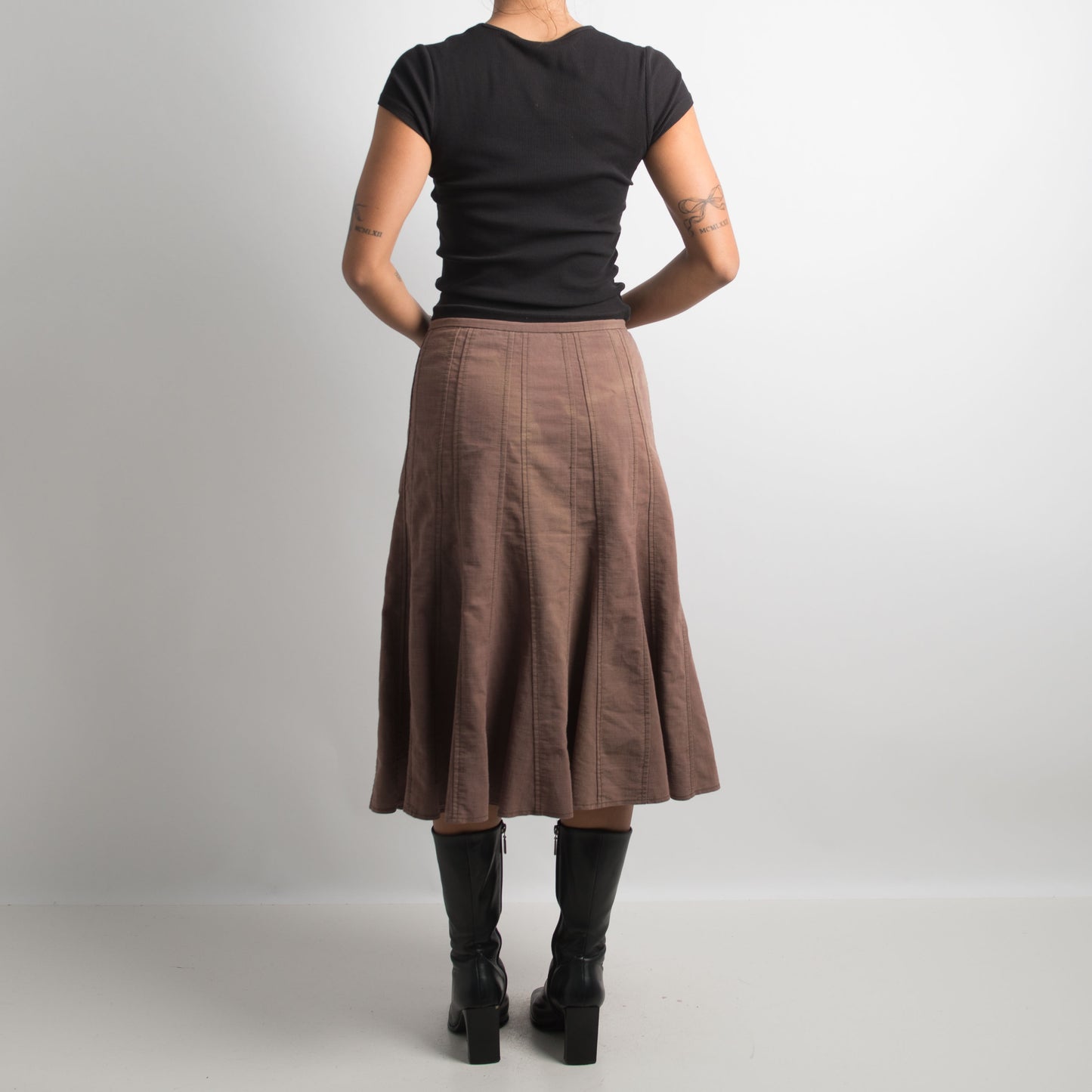 BROWN MIDI SKIRT