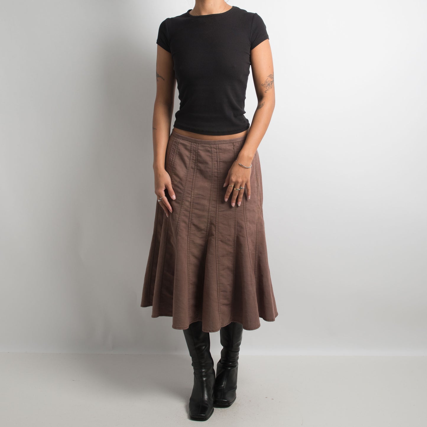 BROWN MIDI SKIRT