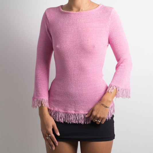 PINK FRINGE LONG SLEEVE