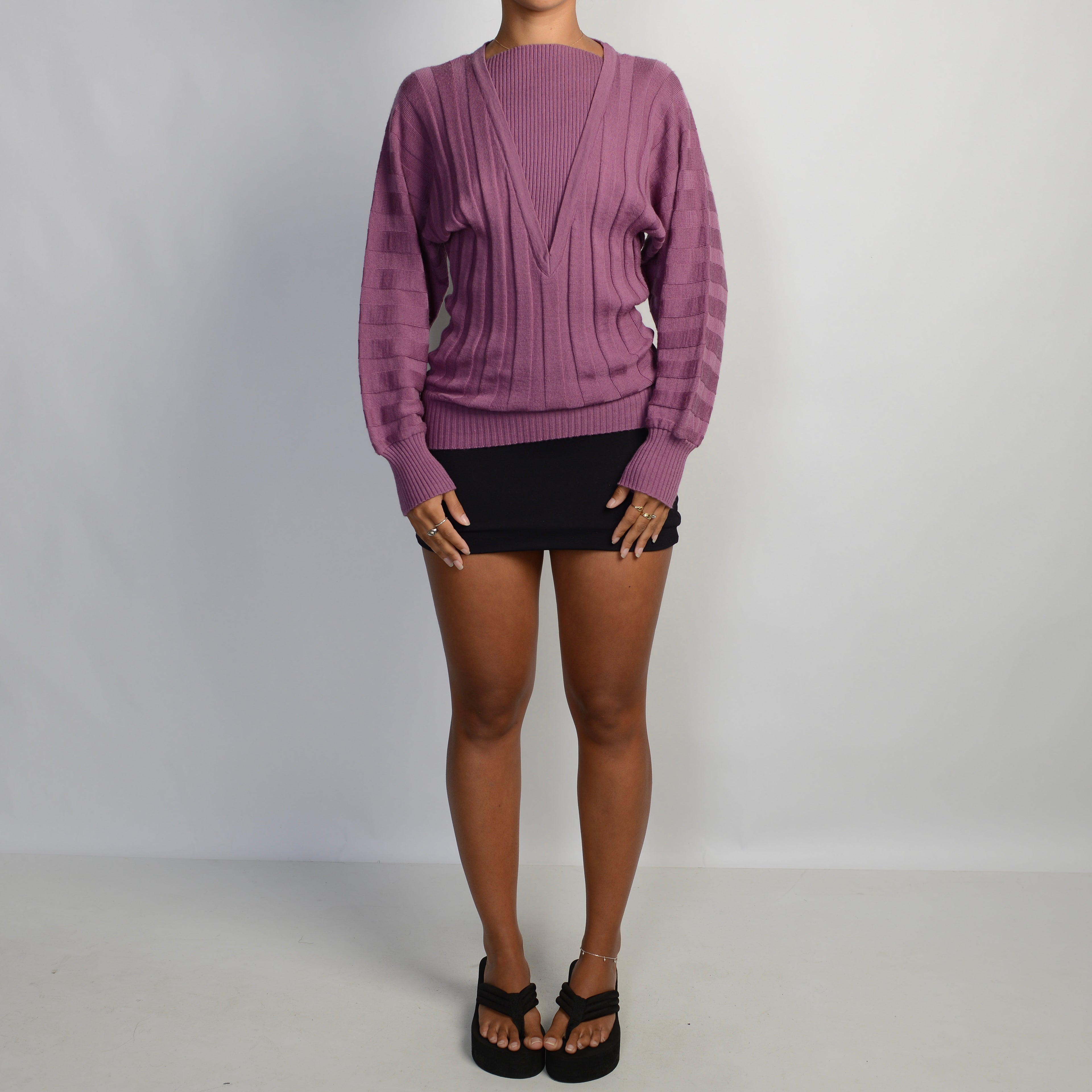 MAUVE RIBBED SWEATER