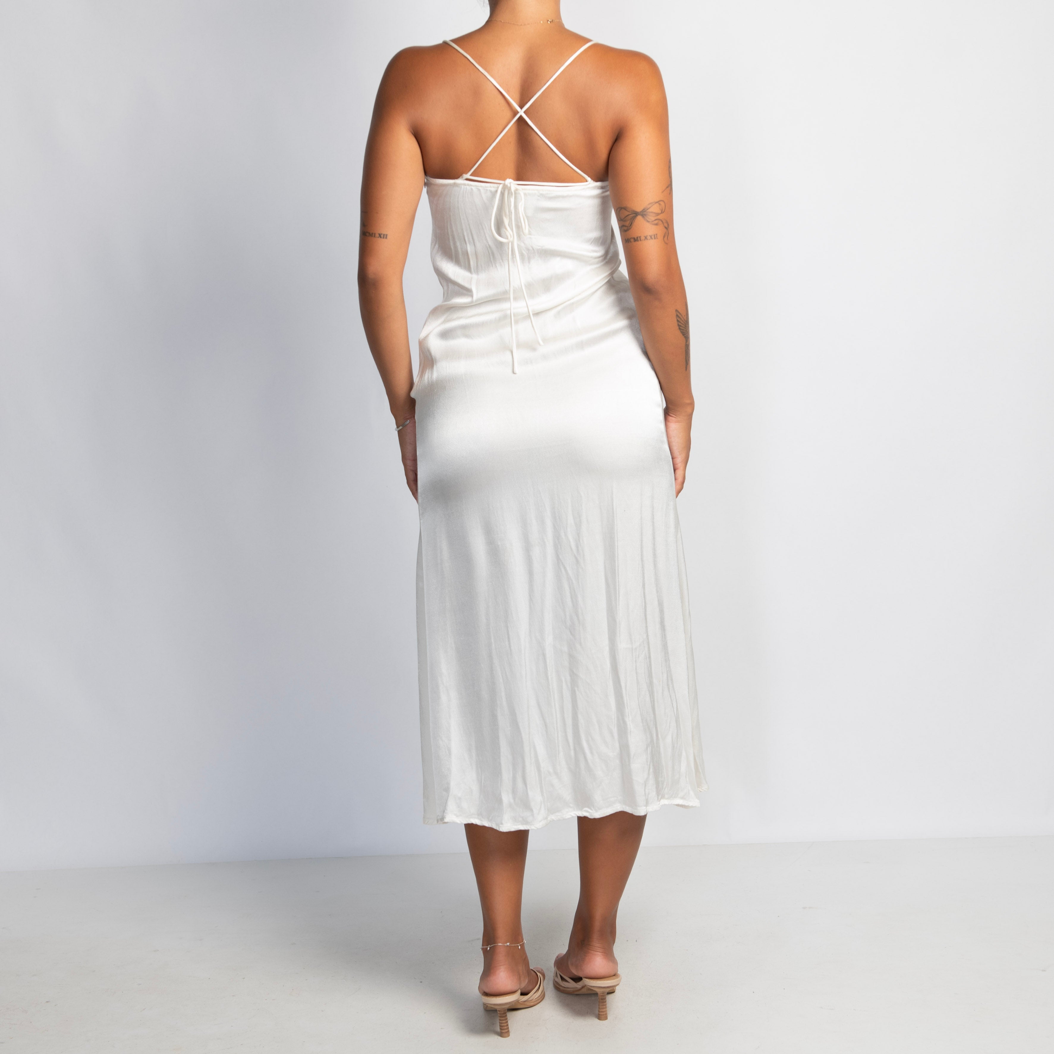 PEARL SATIN MIDI DRESS