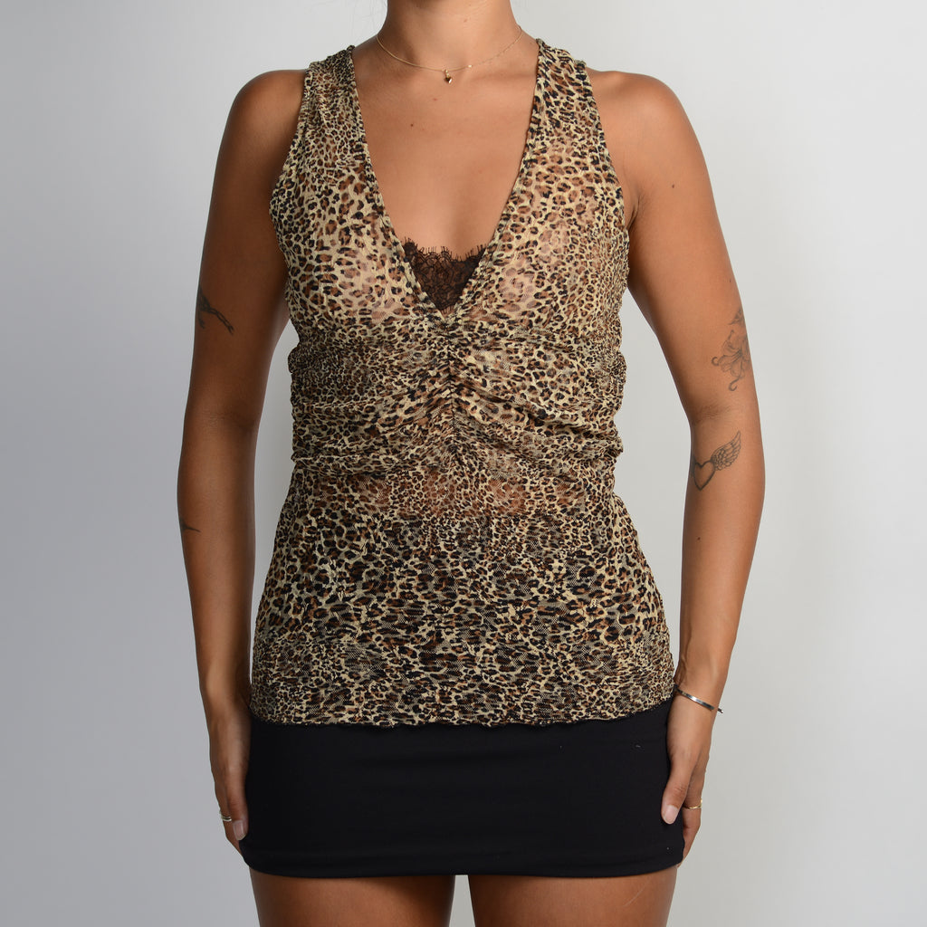 MESH ANIMAL PRINT TOP
