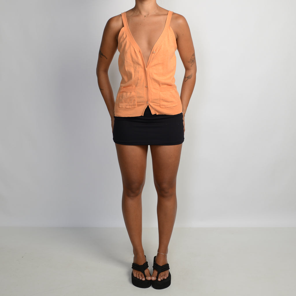 ORANGE KNIT BUTTON TOP
