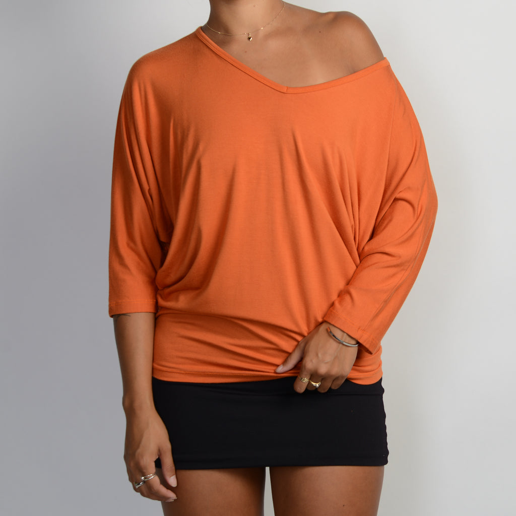 ORANGE BATWING TOP