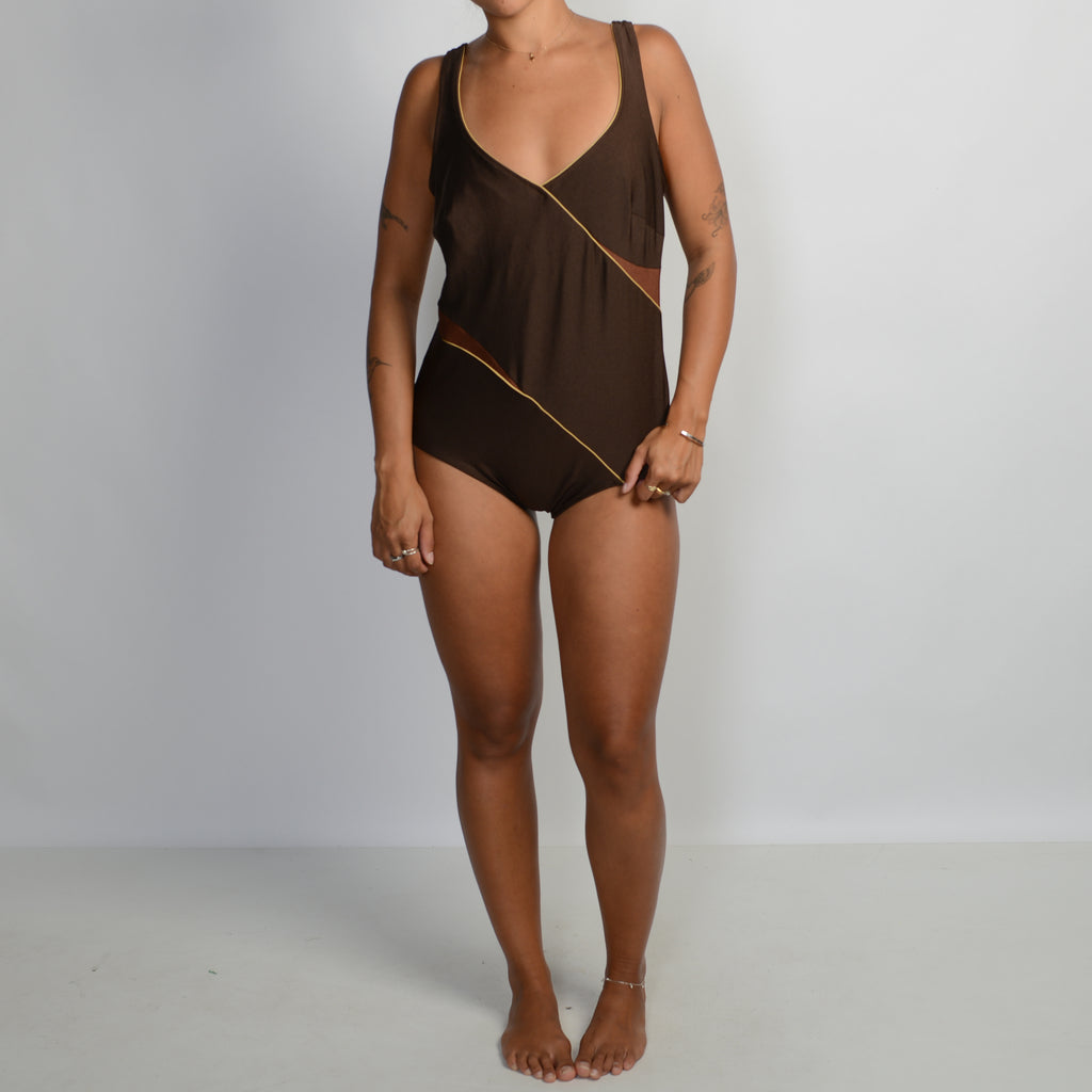 BROWN ONE PIECE SWIMSUIT