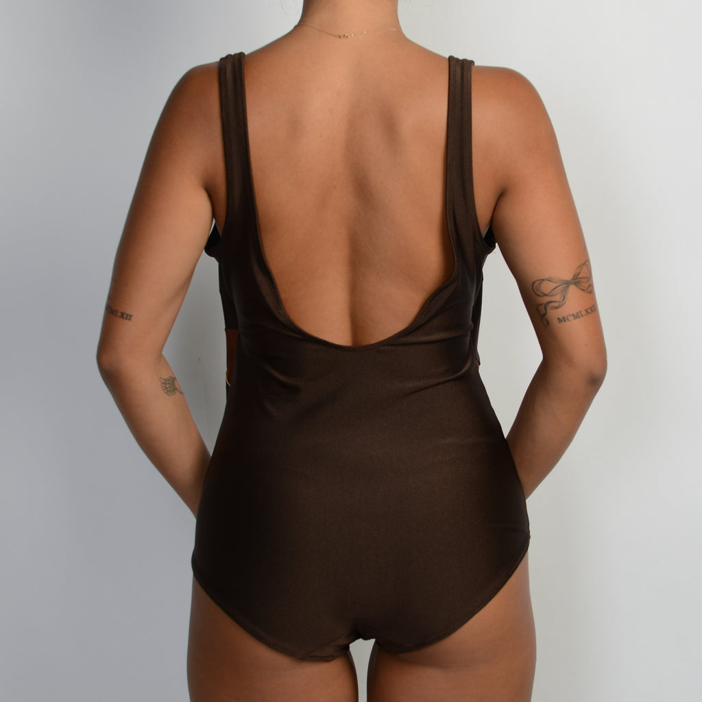BROWN ONE PIECE SWIMSUIT
