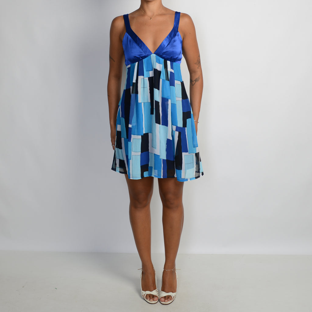 COBALT PATTERN MINI DRESS