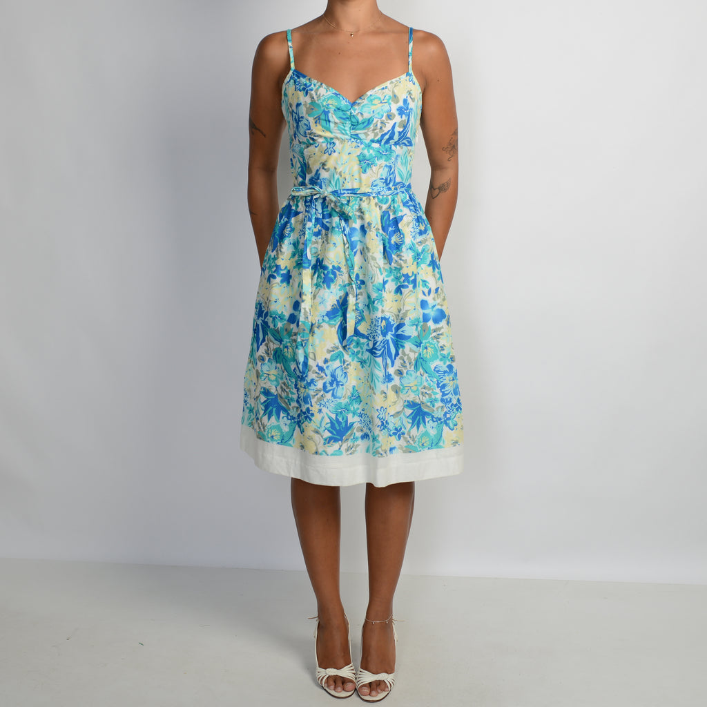 BLUE FLORAL MIDI DRESS