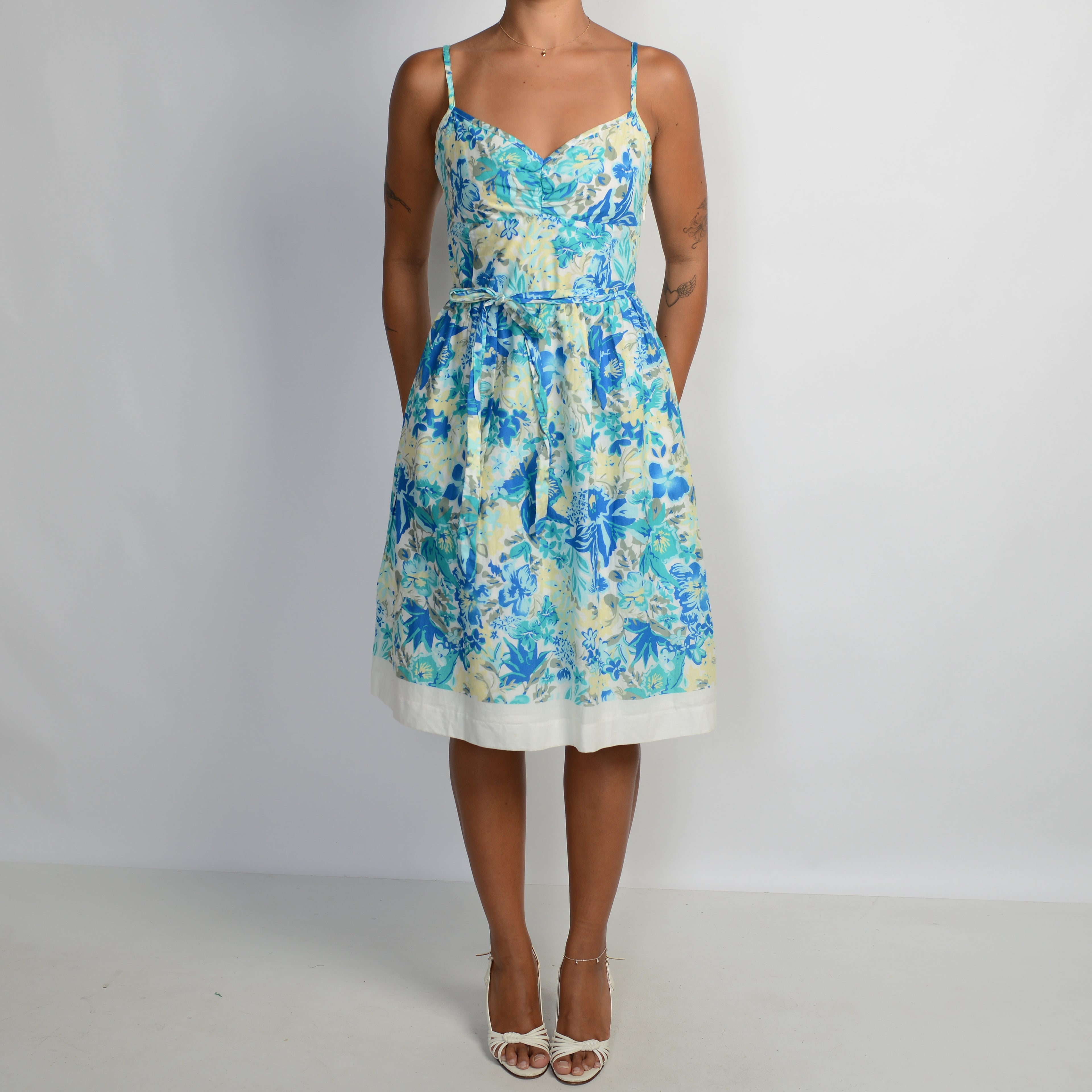 BLUE FLORAL MIDI DRESS