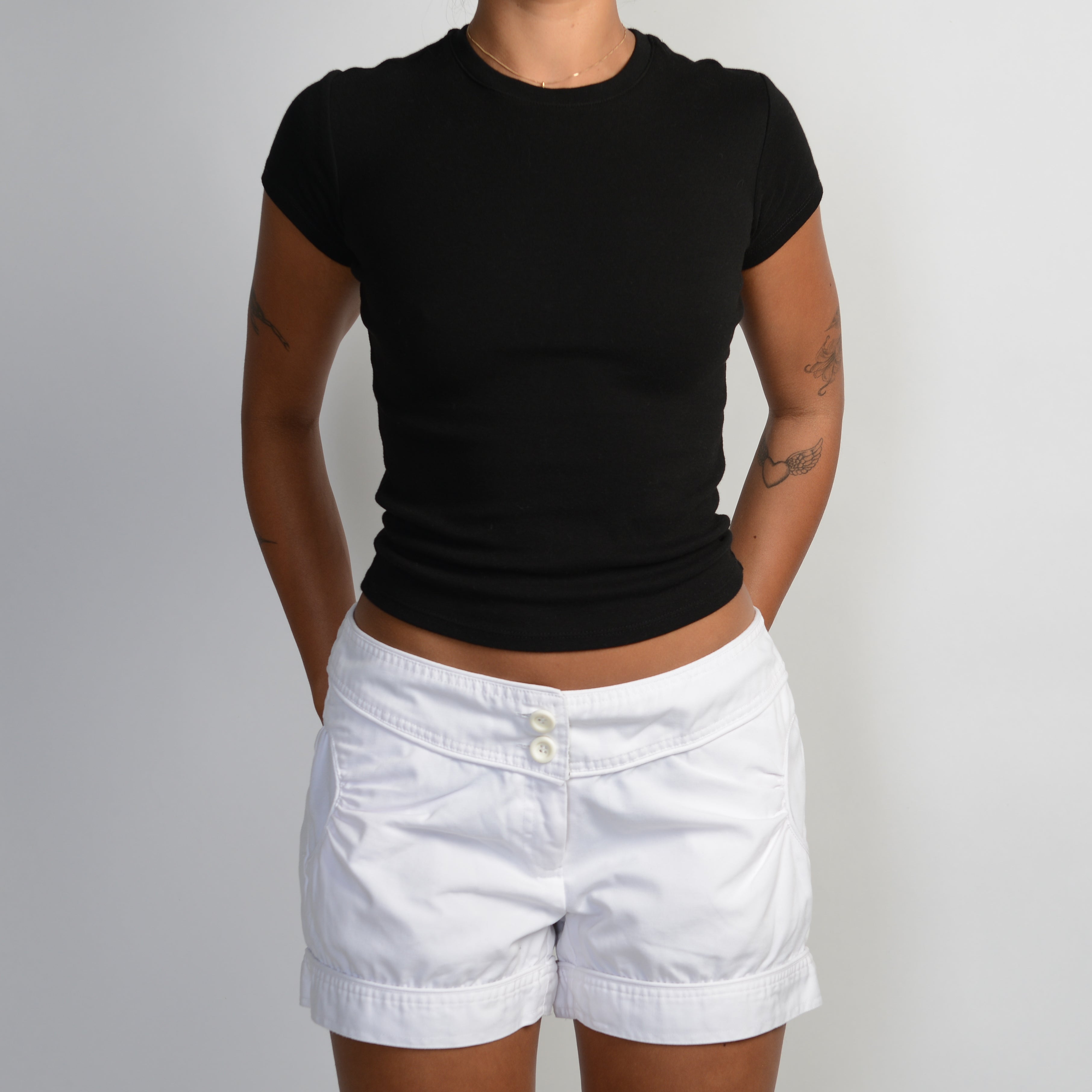 WHITE COTTON SHORTS