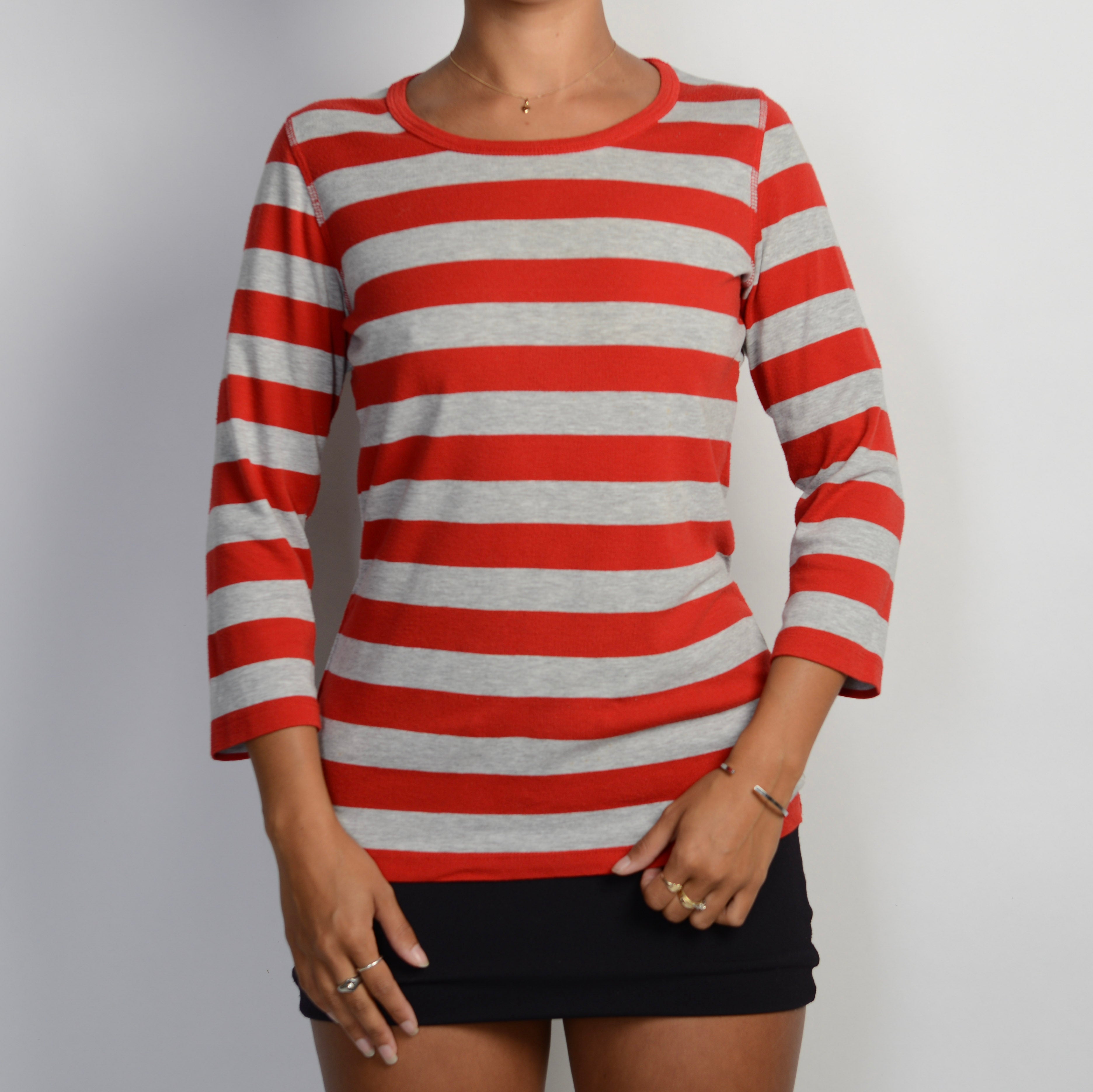 RED STRIPE LONG SLEEVE TOP