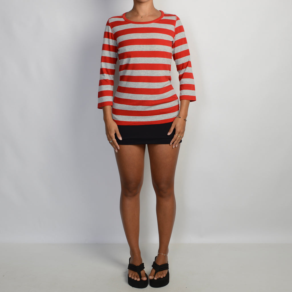 RED STRIPE LONG SLEEVE TOP