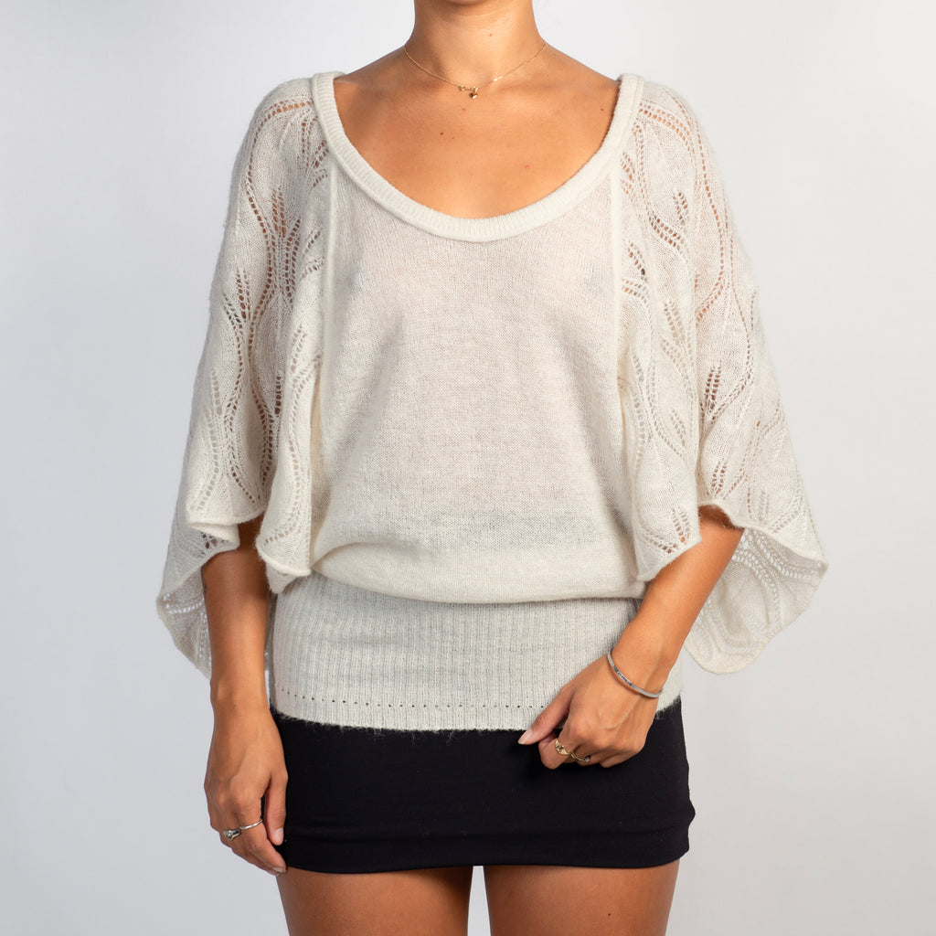CREAM MOHAIR KNIT TOP
